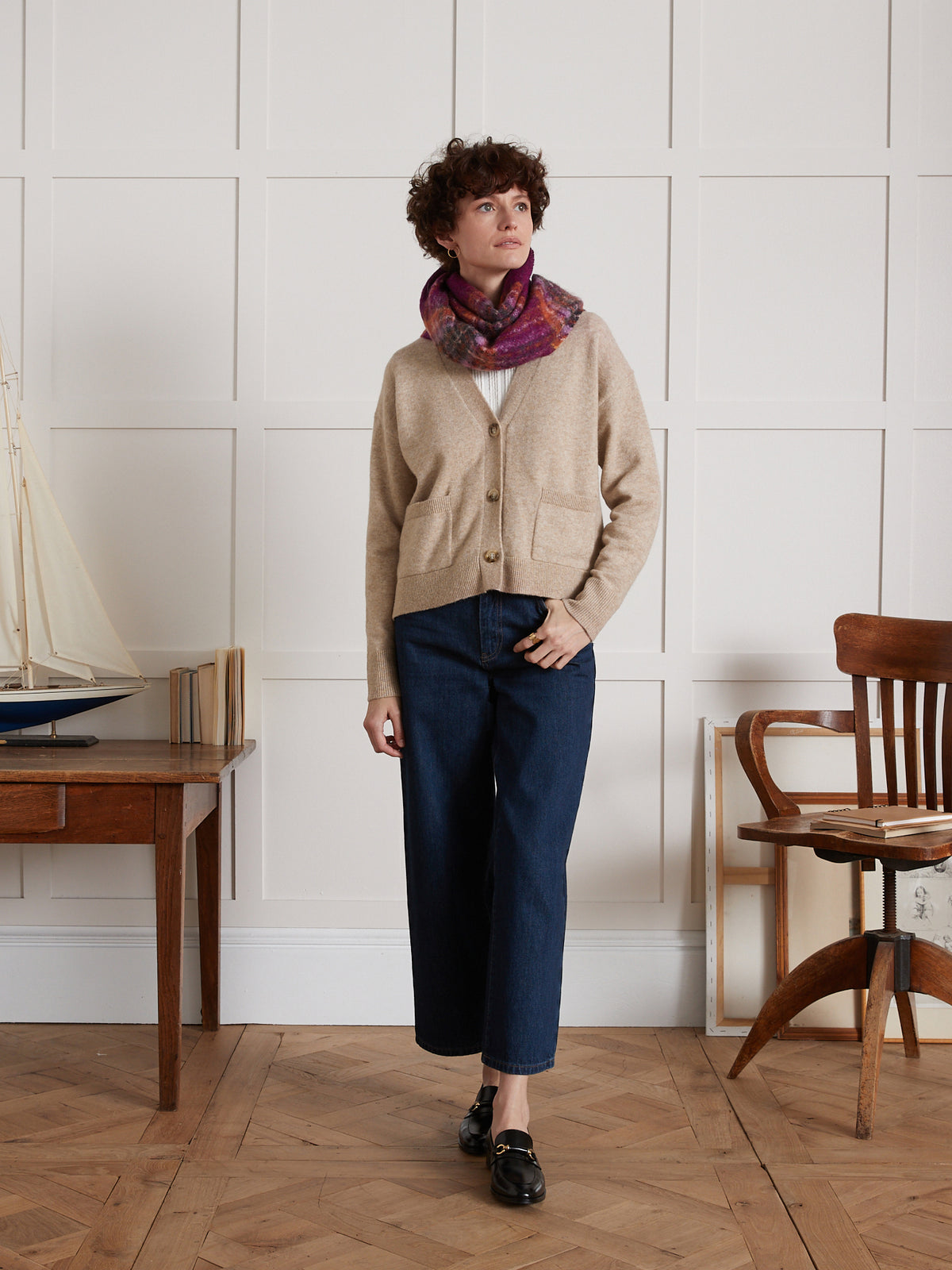 Cardigan col V boutonné femme