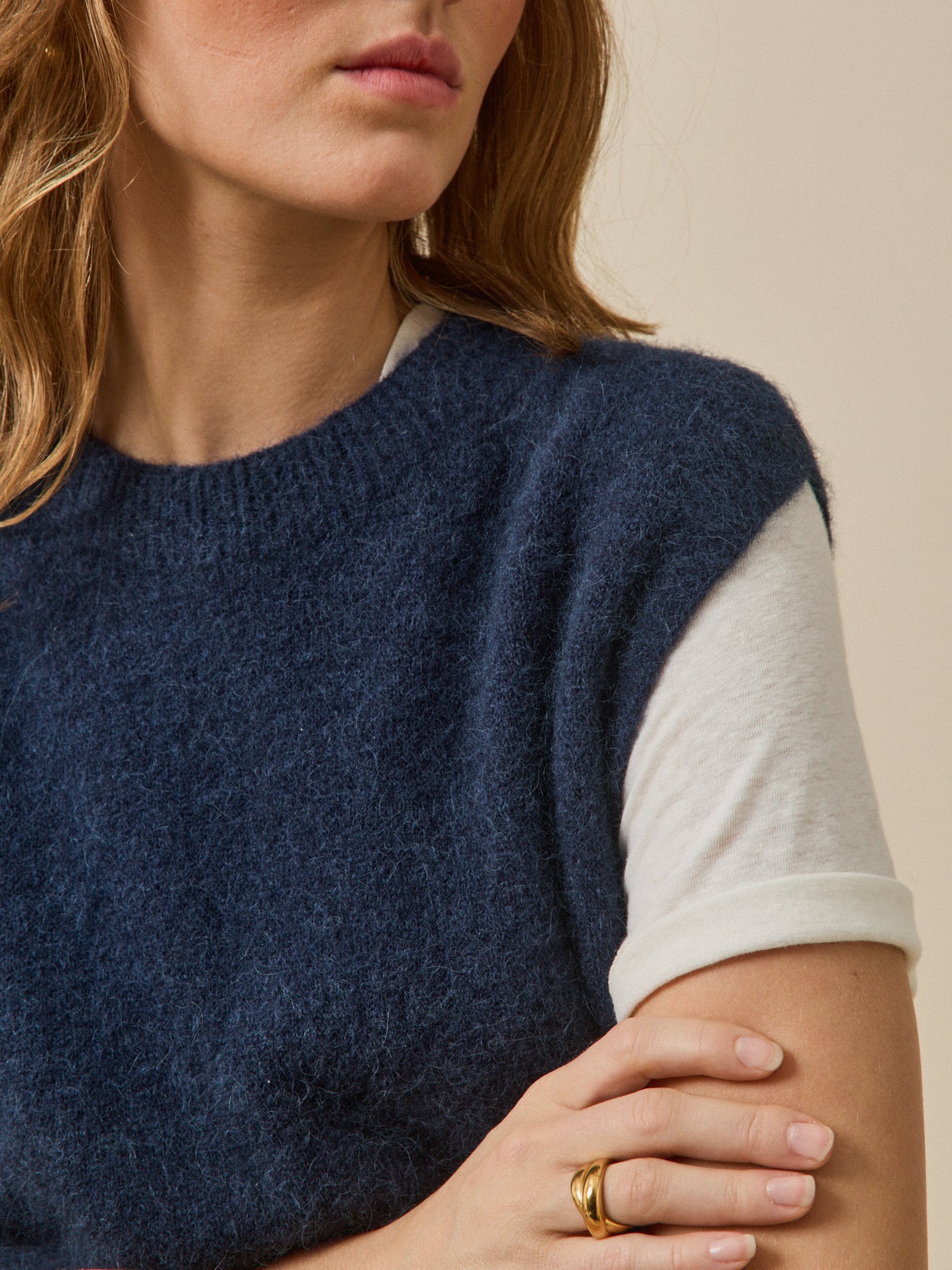 Pull sans manches femme mélange alpaga