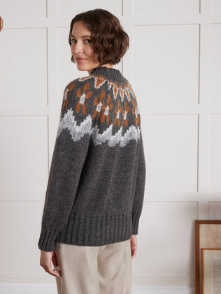 Damenpullover aus Kid Mohair-Mischung mit Jacquard