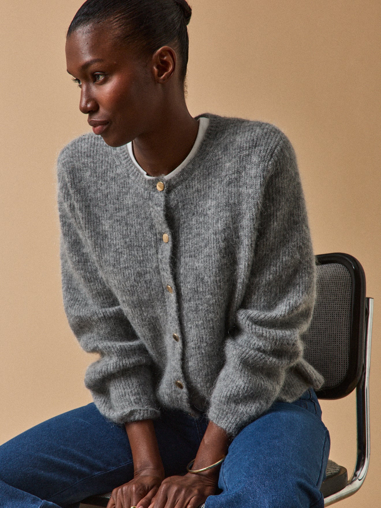 Damen-Cardigan aus Wolle und Mohair