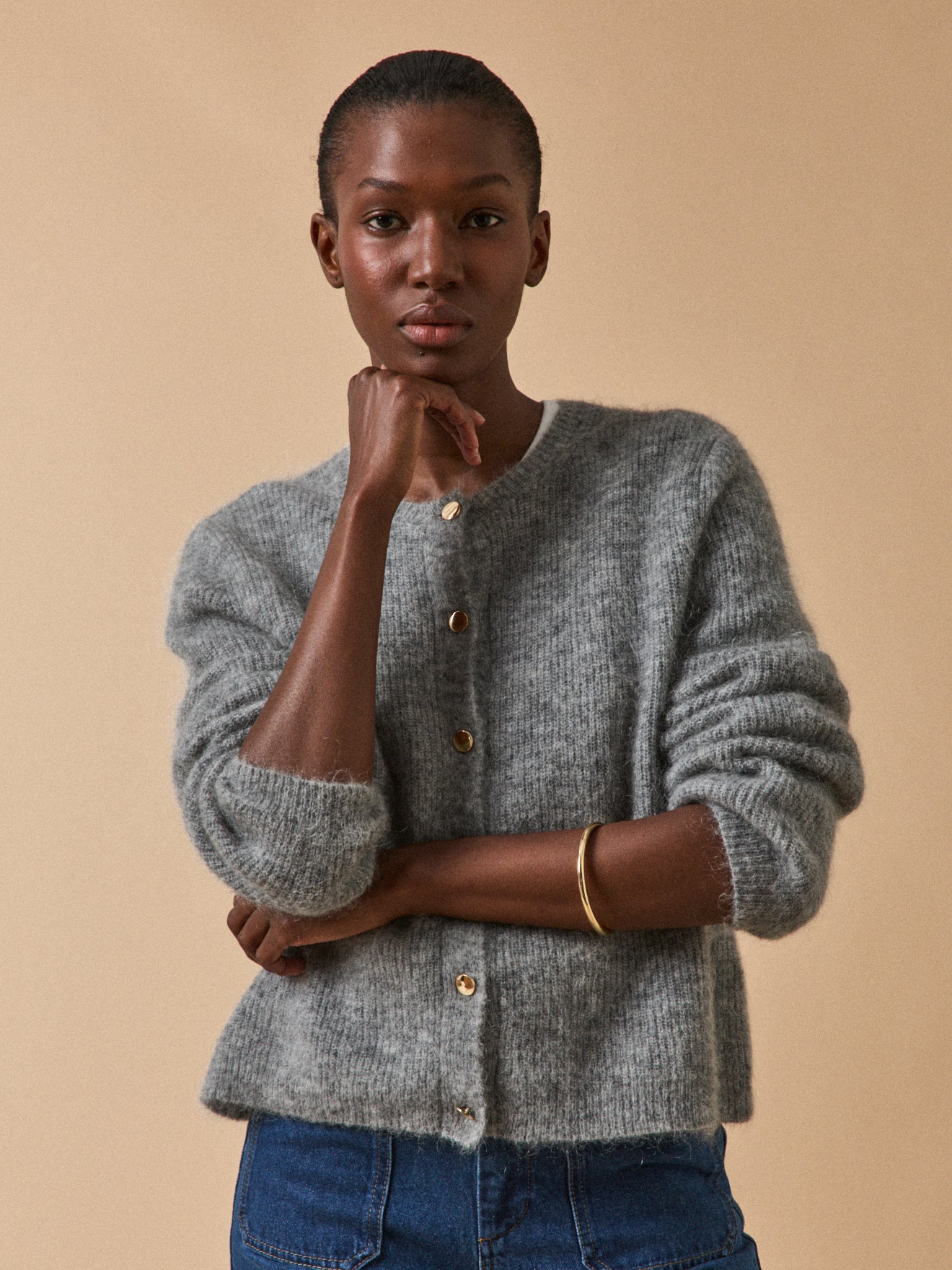 Damen-Cardigan aus Wolle und Mohair