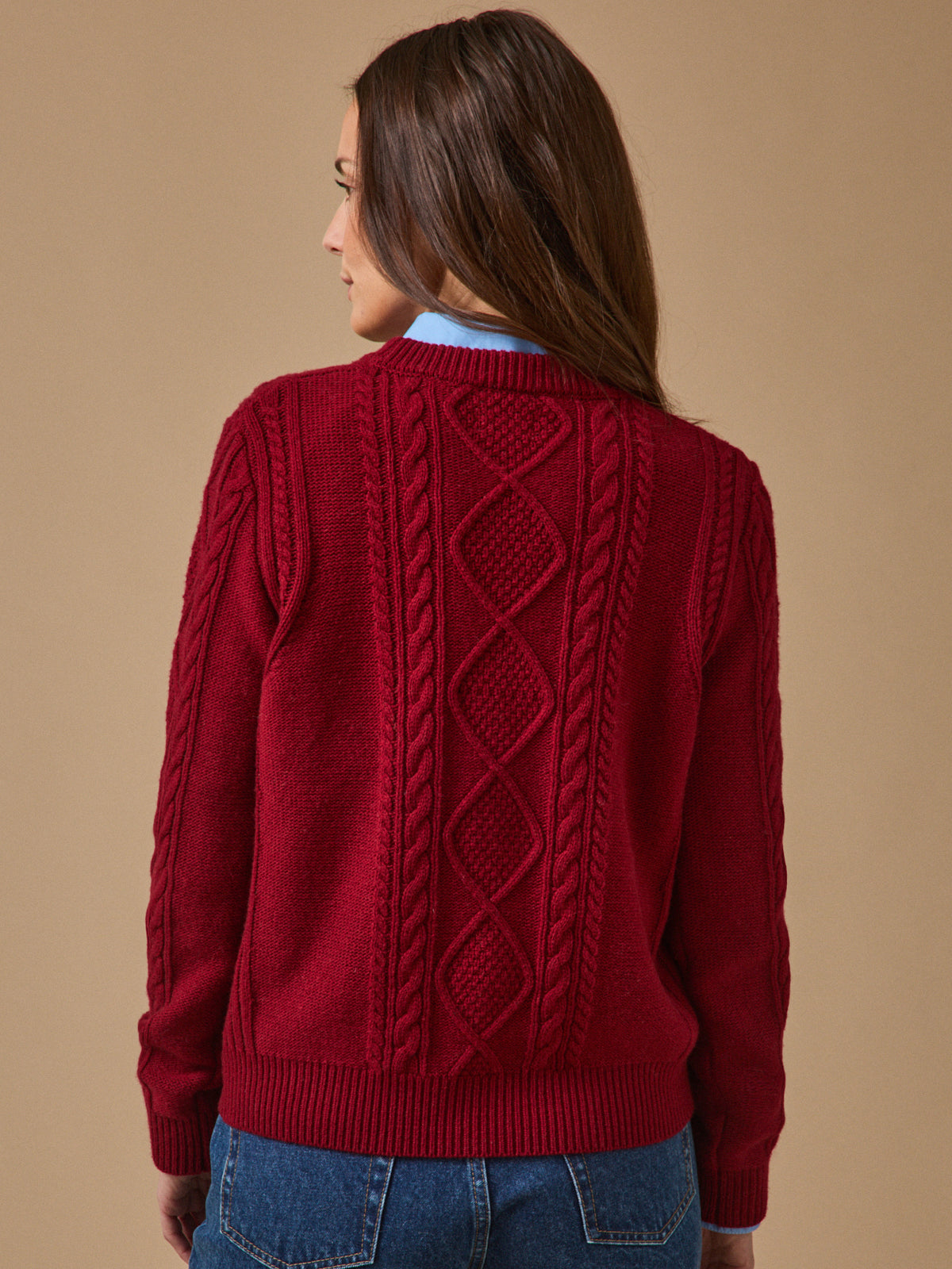Pull torsades col rond femme