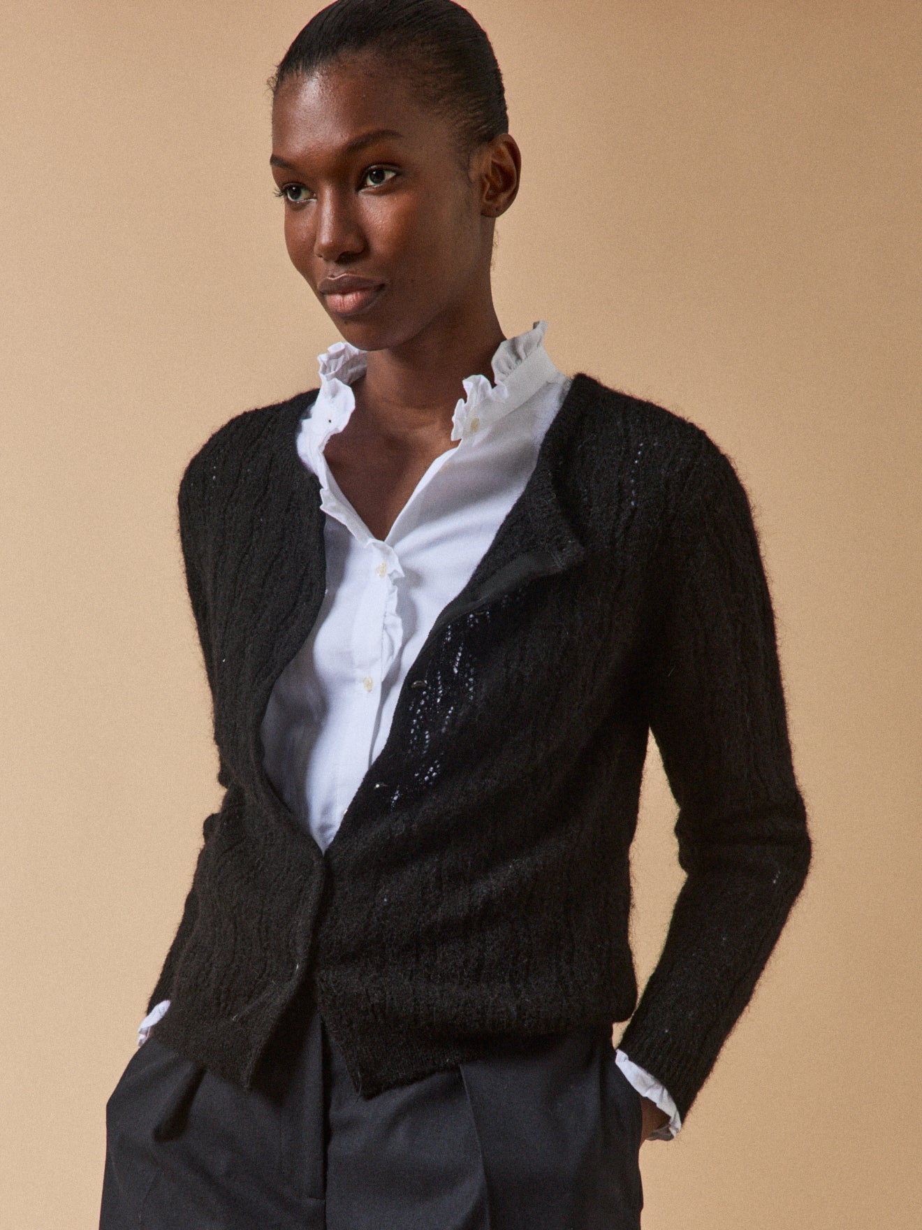 Wendbarer Damen-Cardigan aus Kid Mohair