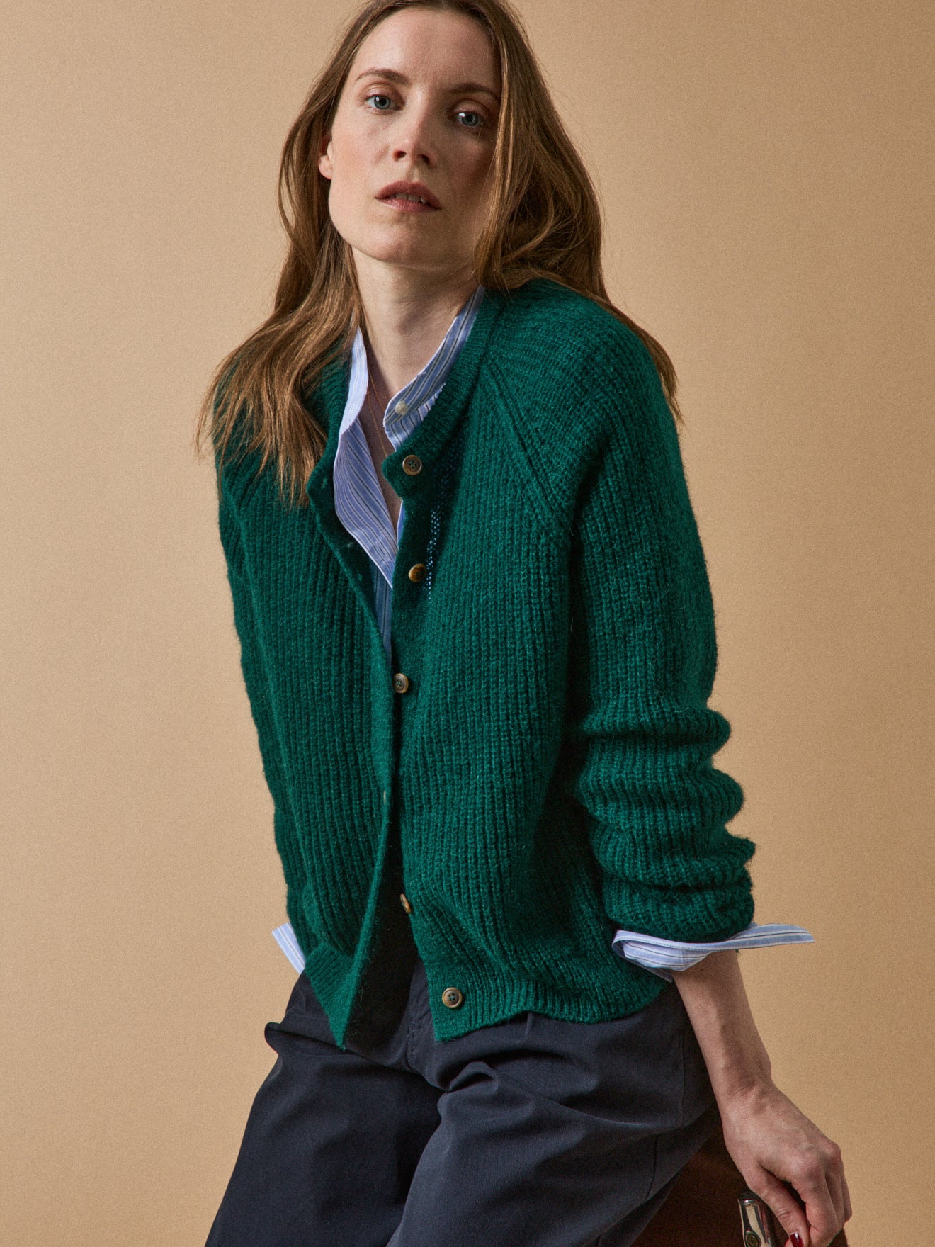 Damen-Cardigan mit Wolle, Alpaka und Mohair