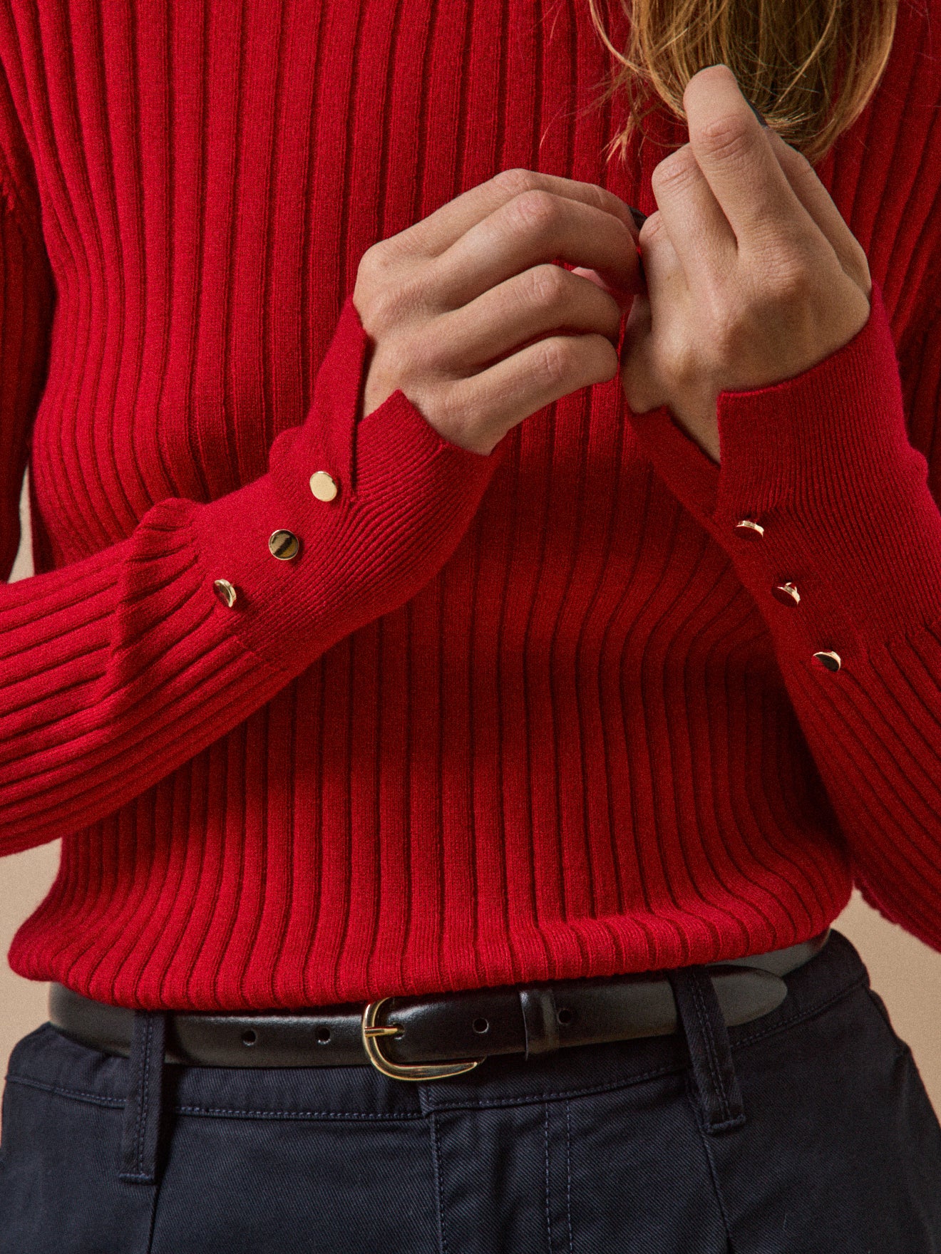 Damen-Rollkragenpullover aus Rippenstrick aus RWS*-Wolle