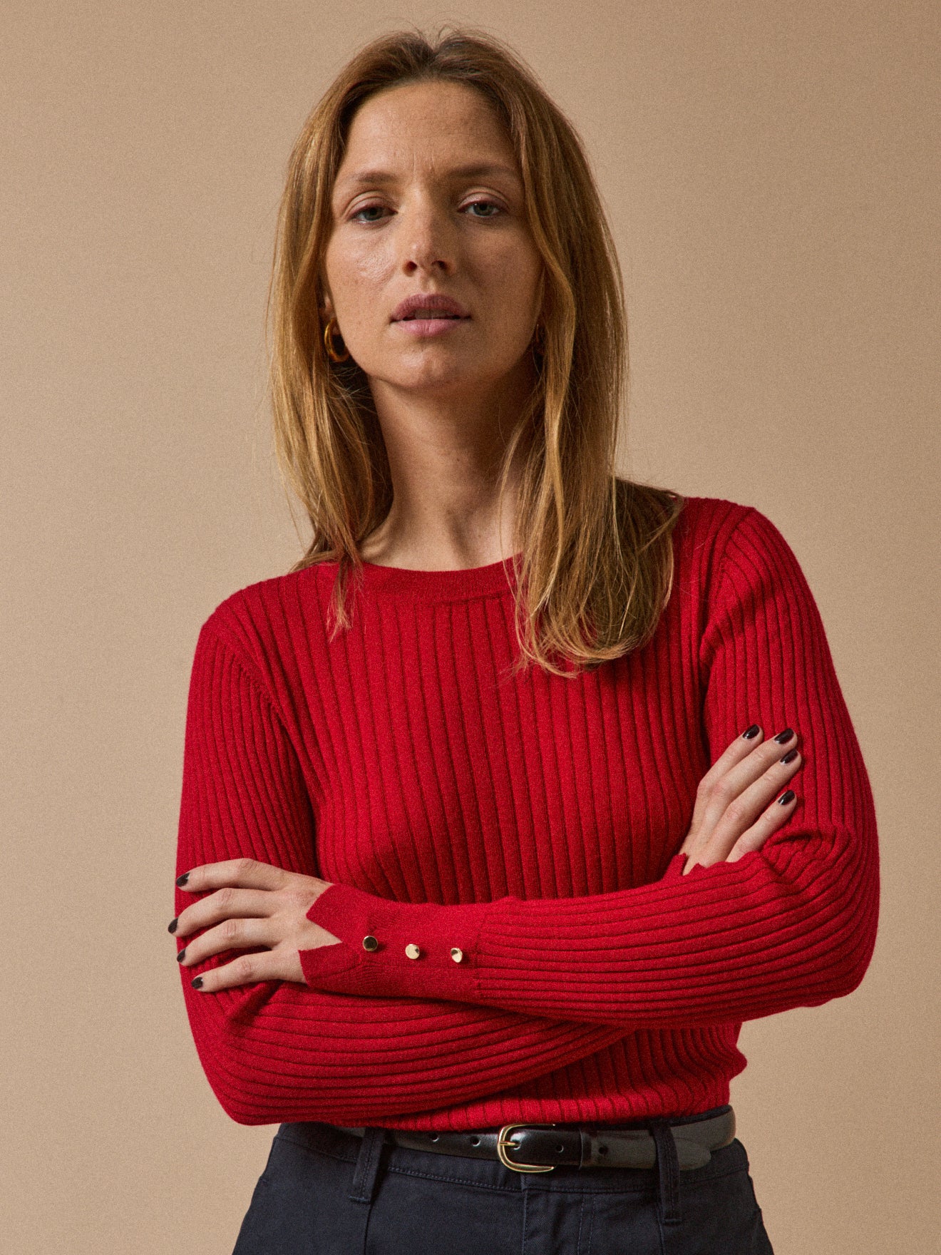 Damen-Rollkragenpullover aus Rippenstrick aus RWS*-Wolle