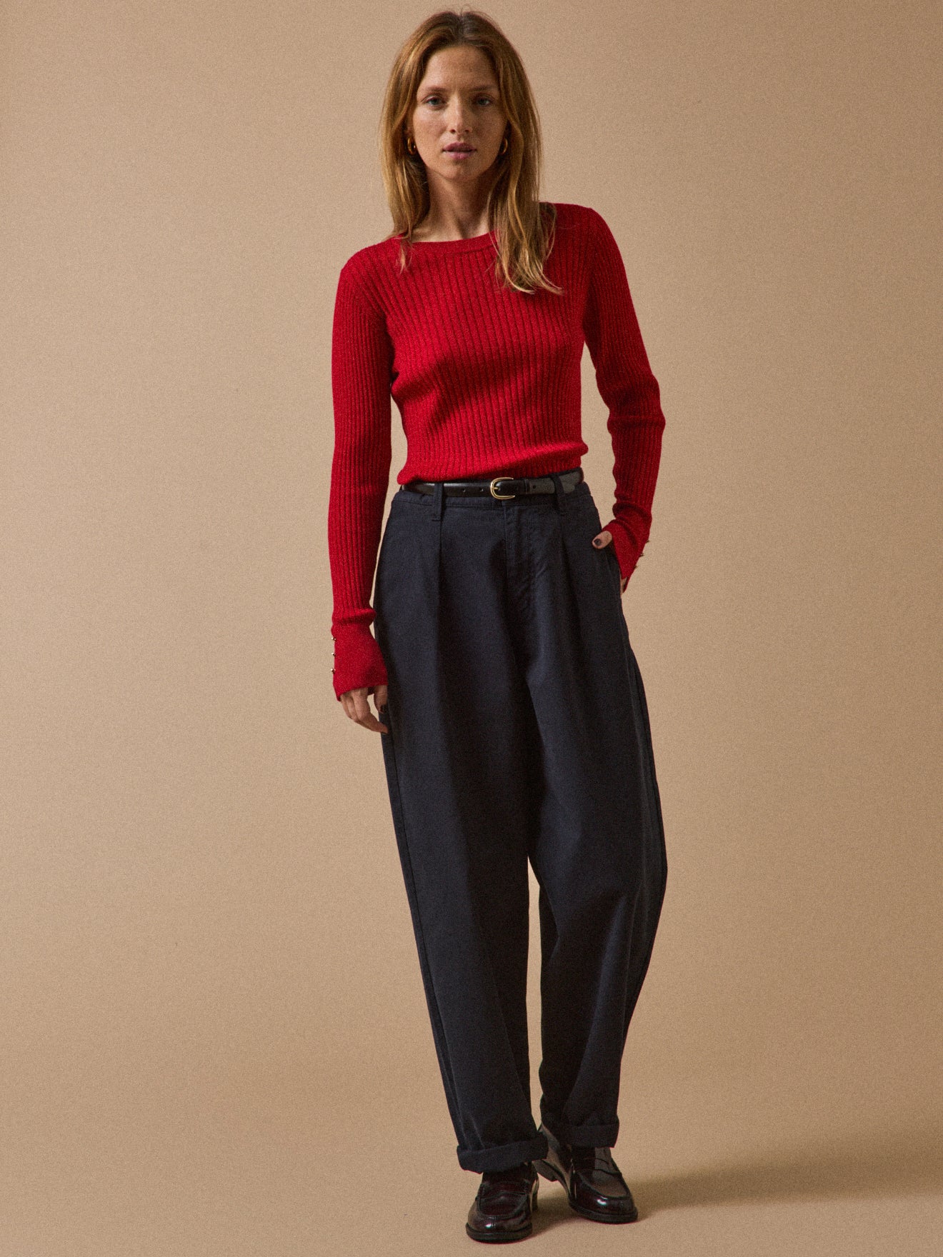 Damen-Rollkragenpullover aus Rippenstrick aus RWS*-Wolle