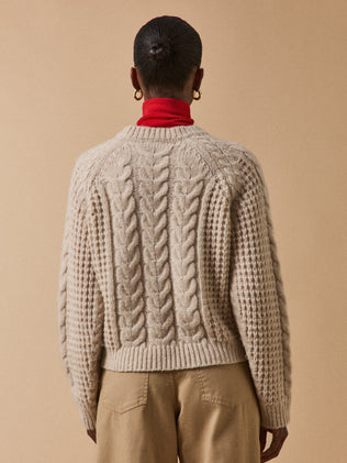 Pull torsades femme mélange laine mérinos