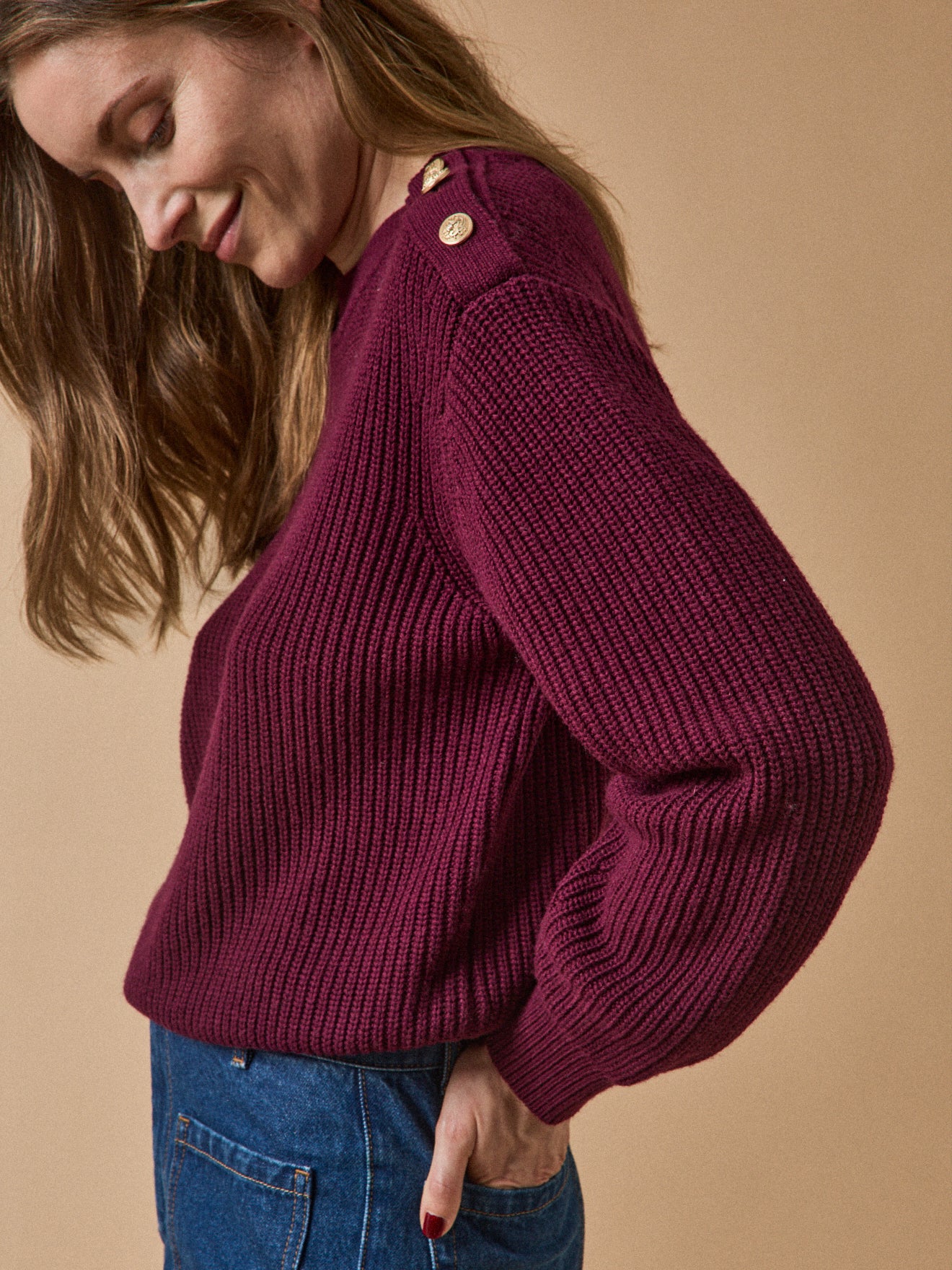 Damenpullover aus englischer Rippstrickwolle RWS*