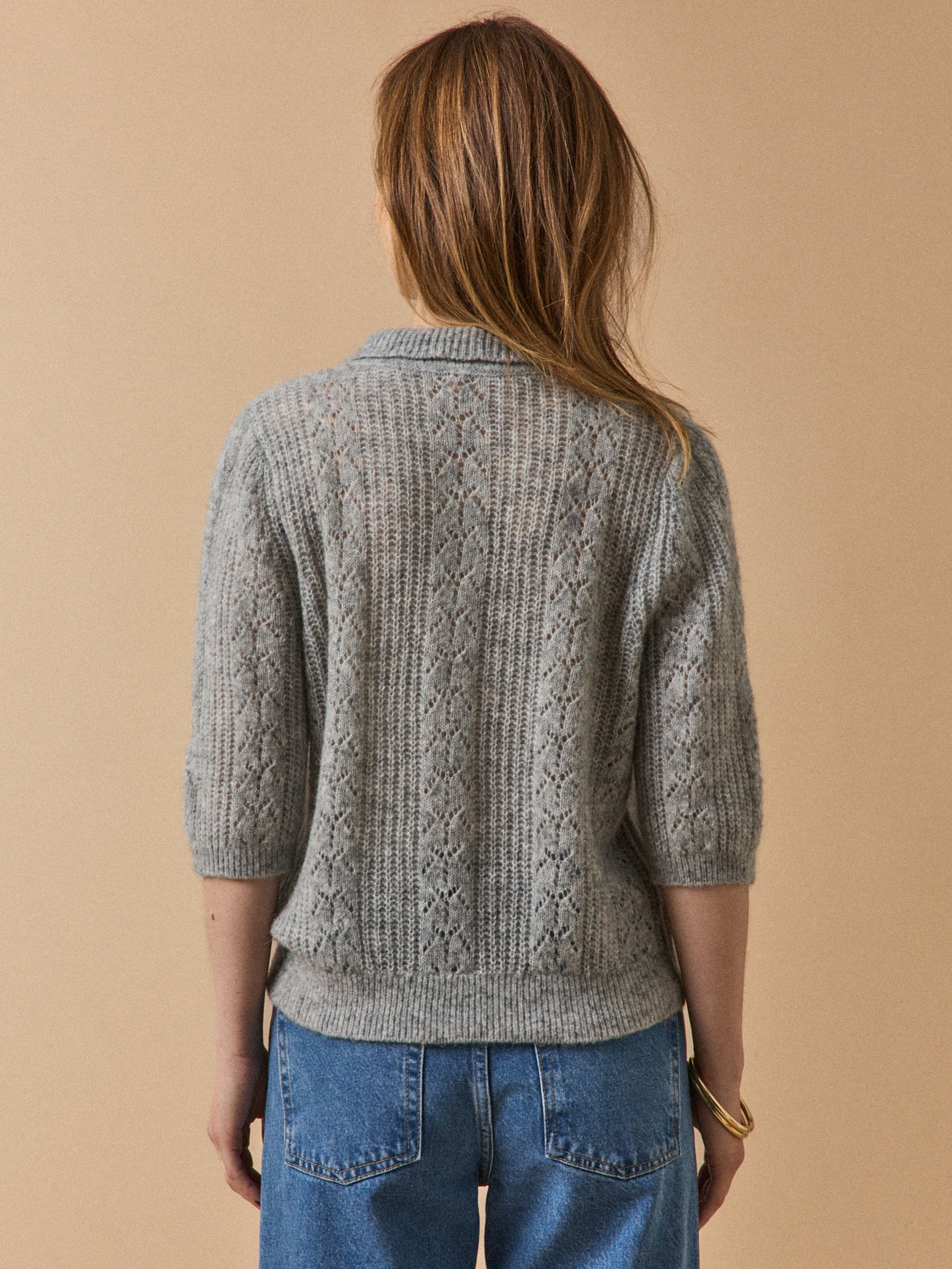 Damenpullover mit Polokragen aus Wolle und Mohair