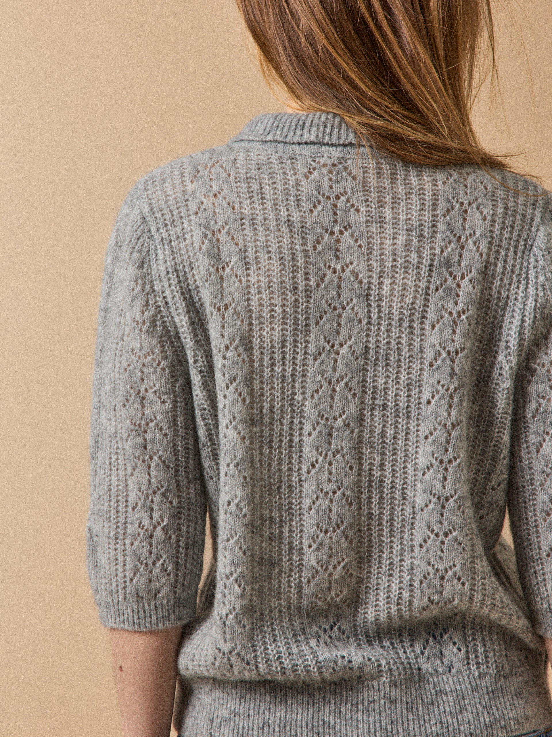 Damenpullover mit Polokragen aus Wolle und Mohair