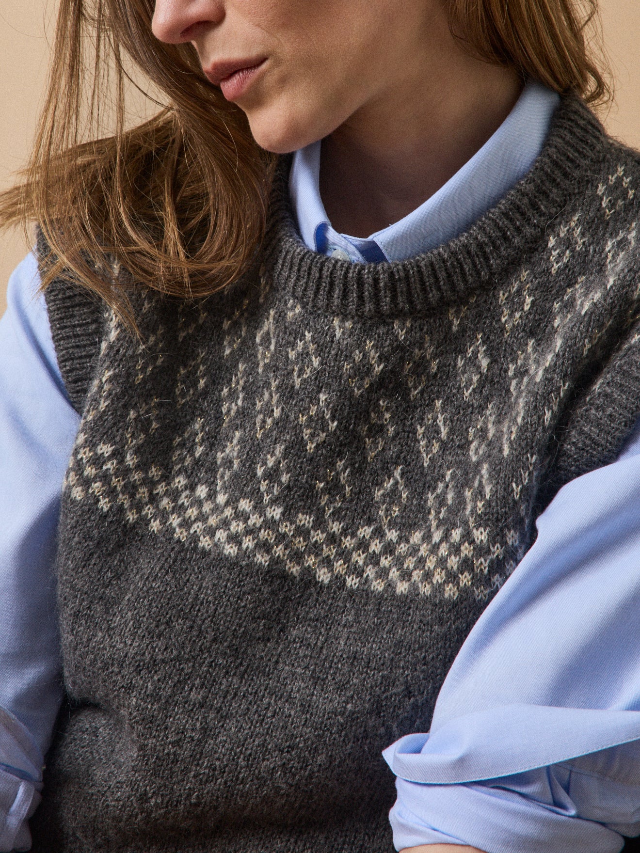 Damenpullover mit Jacquard  aus Mohair