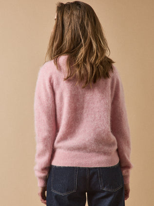 Pull col rond laine brossée femme