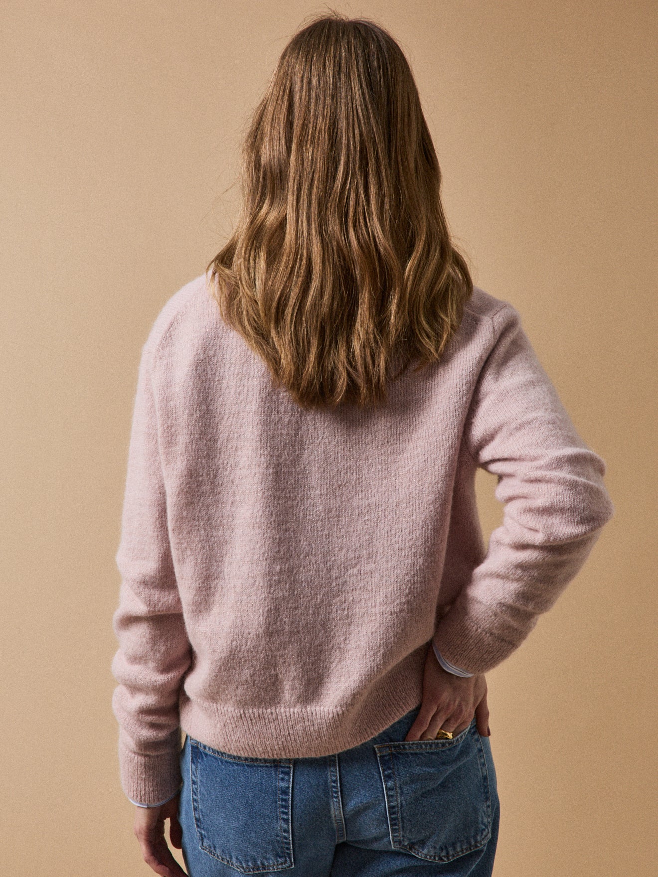 Gestrickter Damen-Cardigan mit Alpaka und Wolle