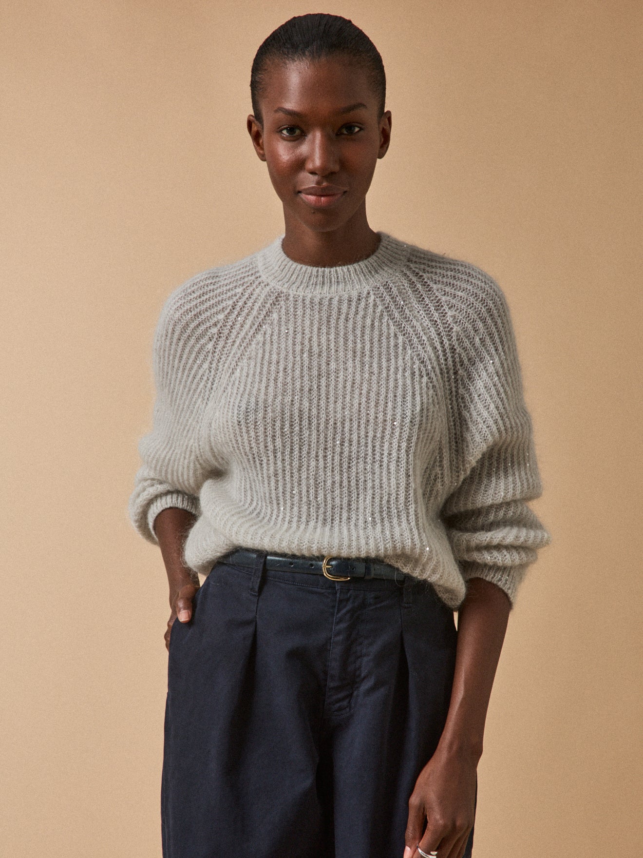 Damenpullover mit Pailletten aus Mohair und Alpaka