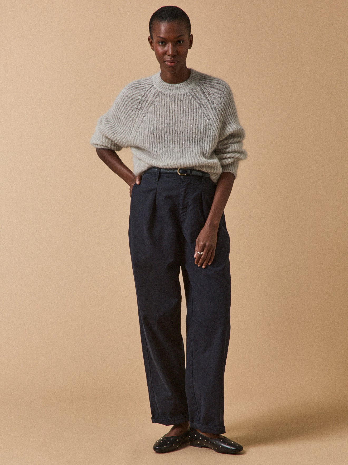 Damenpullover mit Pailletten aus Mohair und Alpaka