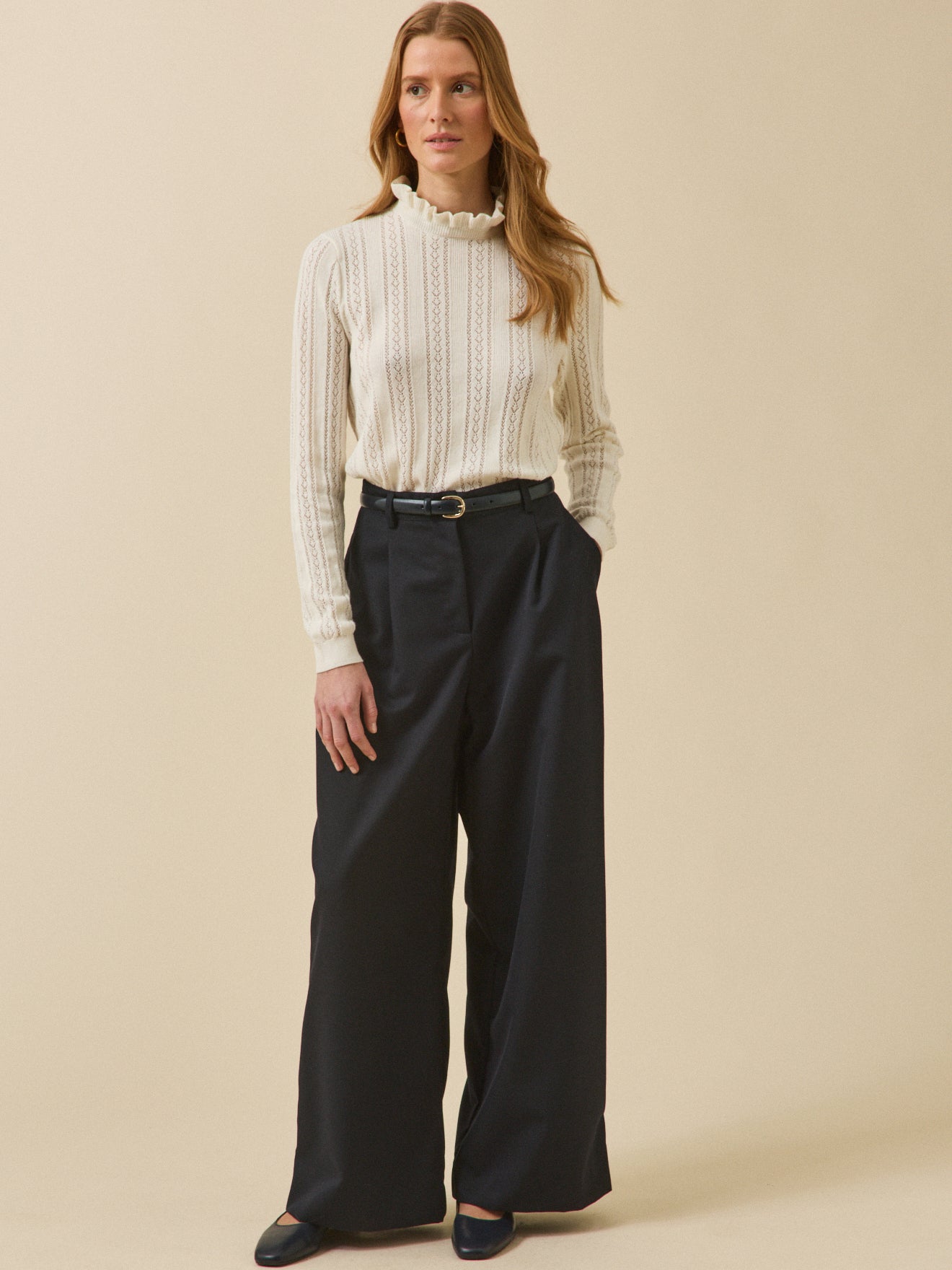 Pull col volanté femme coton biologique et cachemire