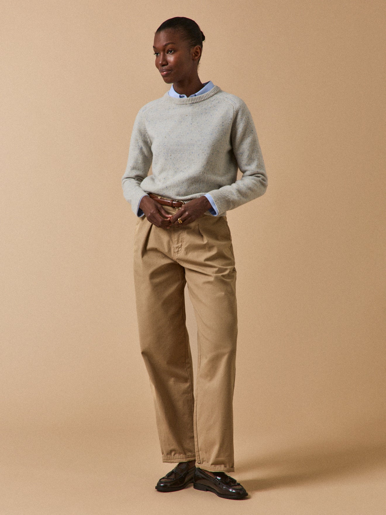 Damenpullover aus melierter RWS*-Merinowolle