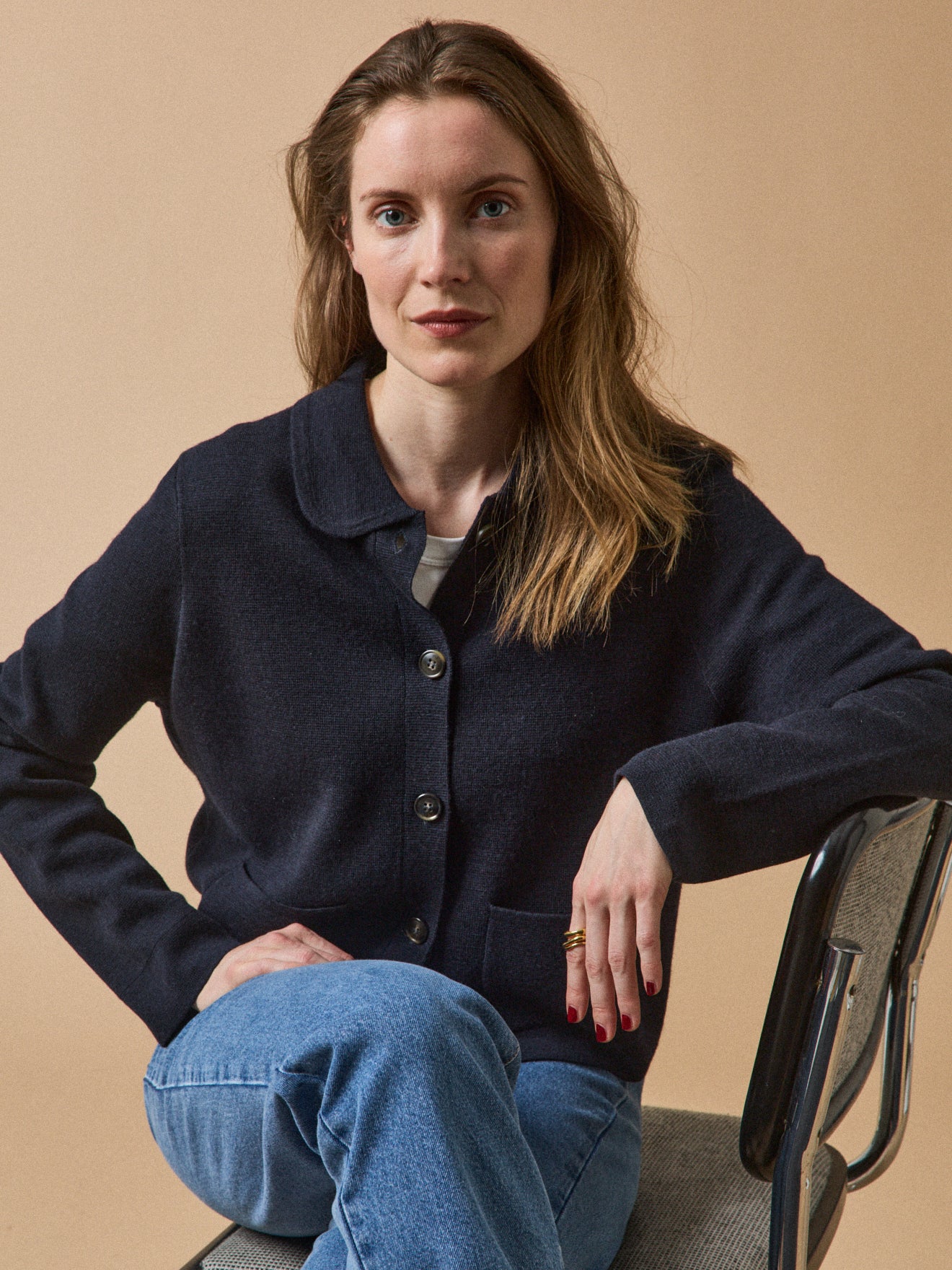 Damen-Cardigan mit Hemdkragen