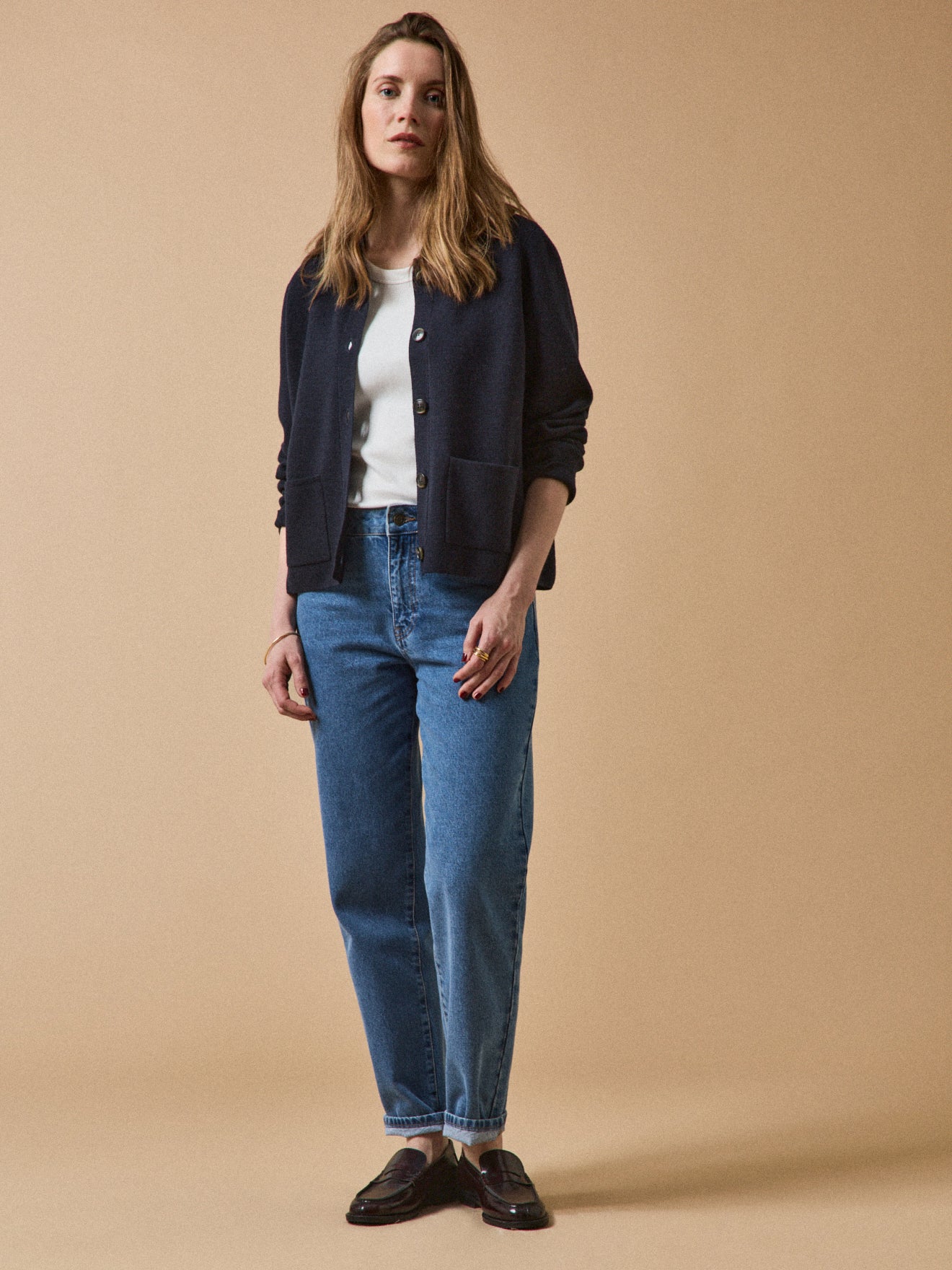 Damen-Cardigan mit Hemdkragen