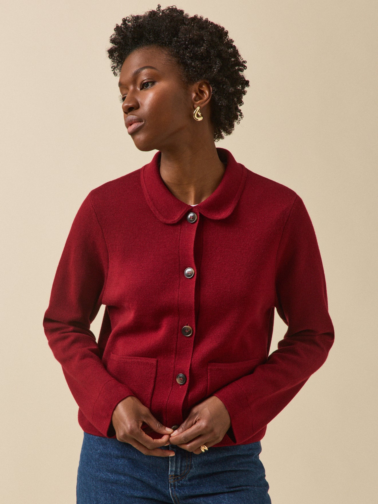 Damen-Cardigan mit Hemdkragen