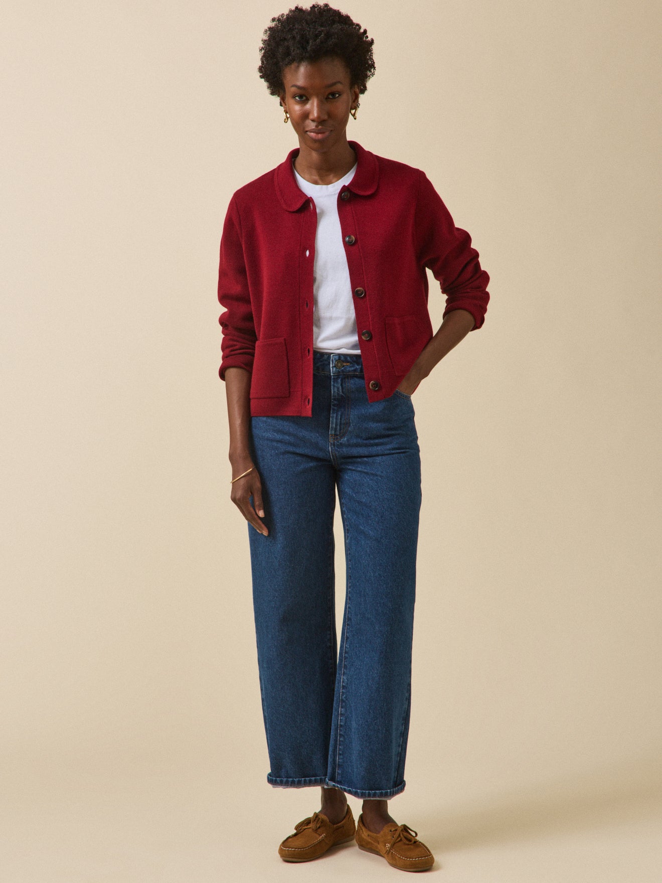 Gilet col chemise maille milano femme