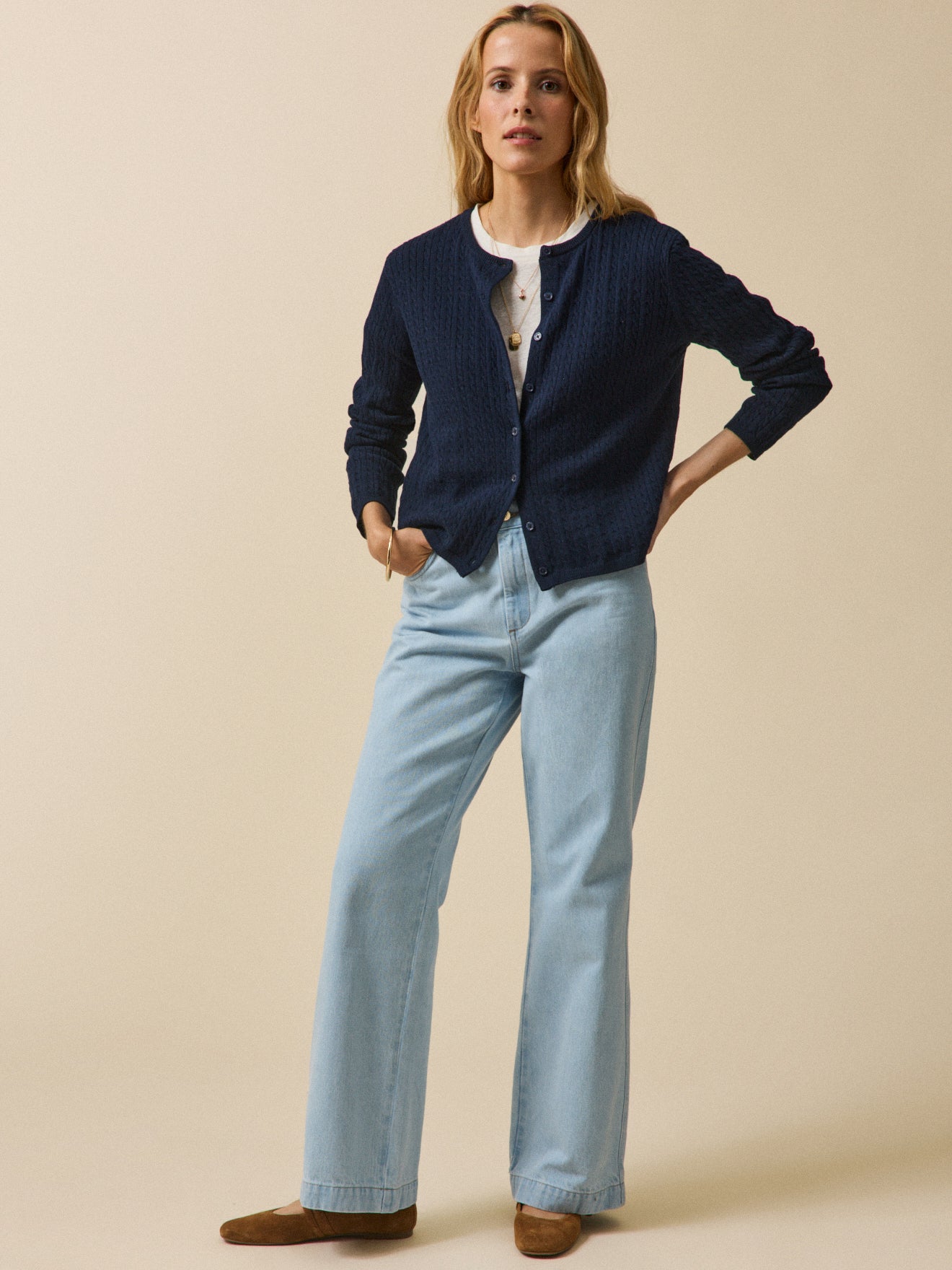 Gilet torsades femme coton biologique