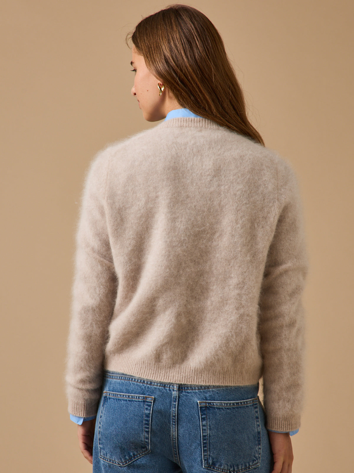 Damen-Cardigan aus gebürsteter Wolle