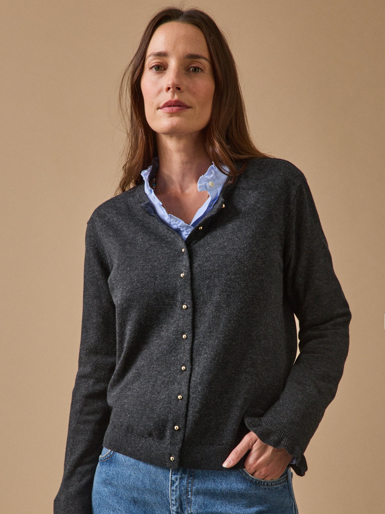 Damen-Cardigan aus Bio-Baumwolle und RWS*-Wolle