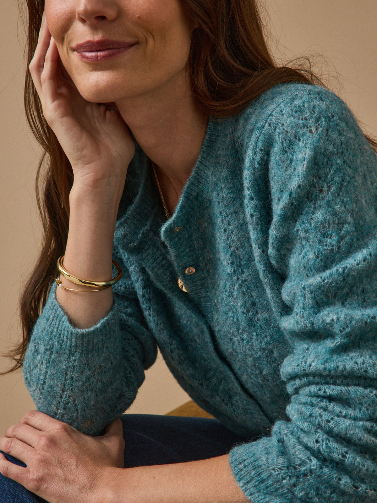 Damen-Cardigan mit Lochmuster