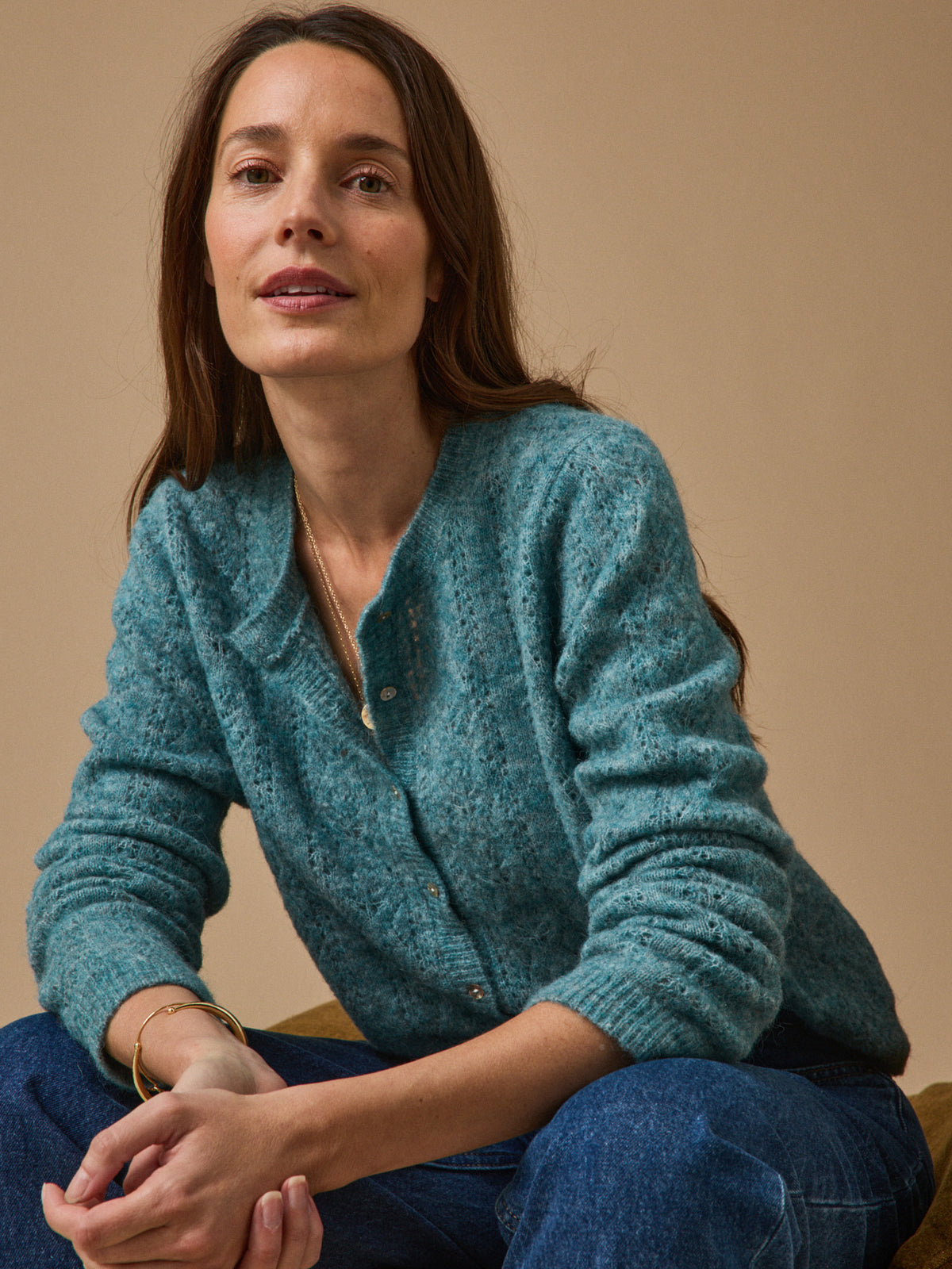 Damen-Cardigan mit Lochmuster