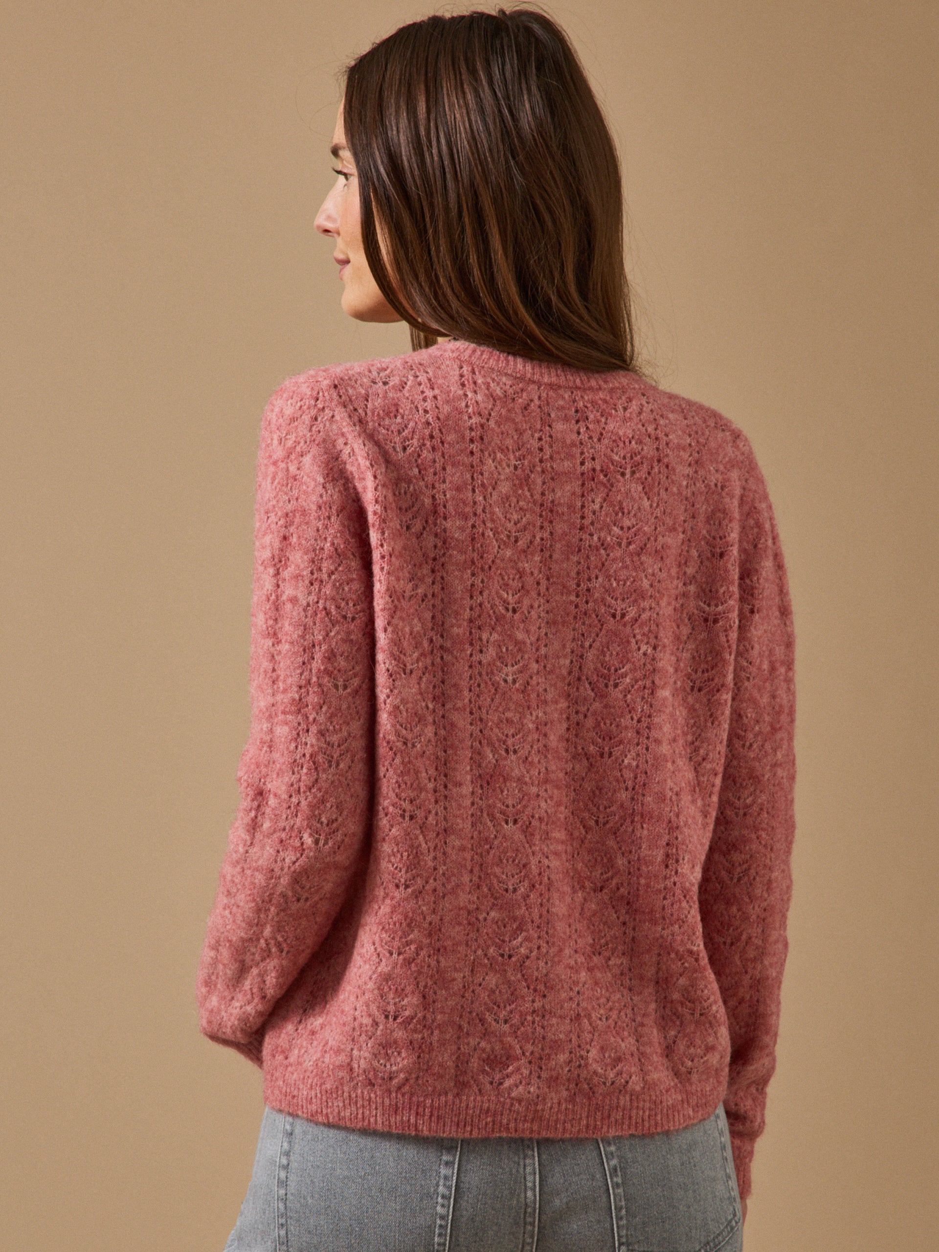 Damen-Cardigan mit Lochmuster
