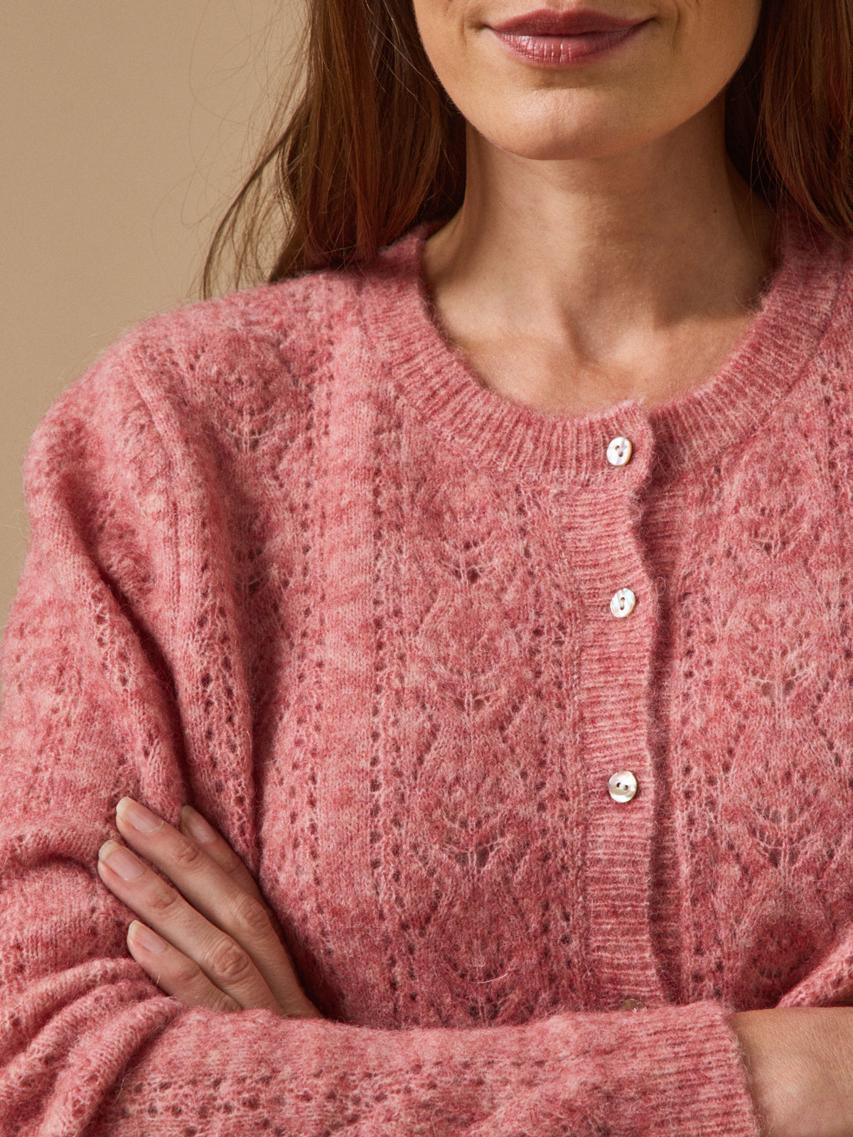 Damen-Cardigan mit Lochmuster