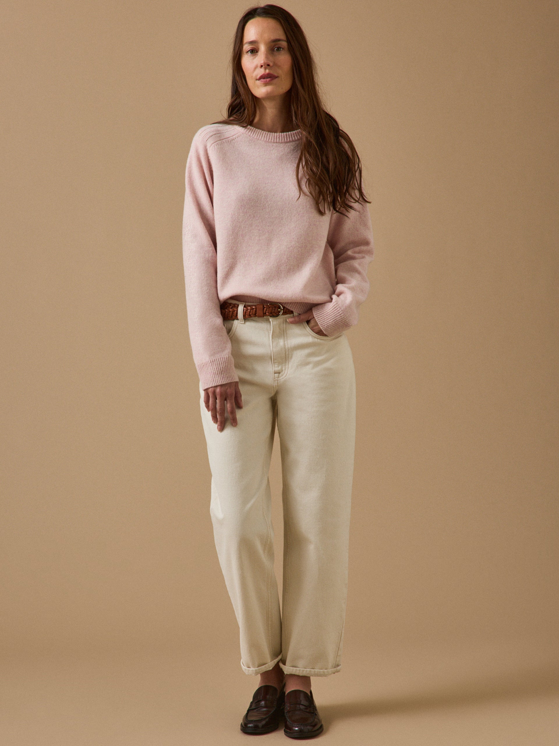 Pull col rond femme laine mérinos RWS*