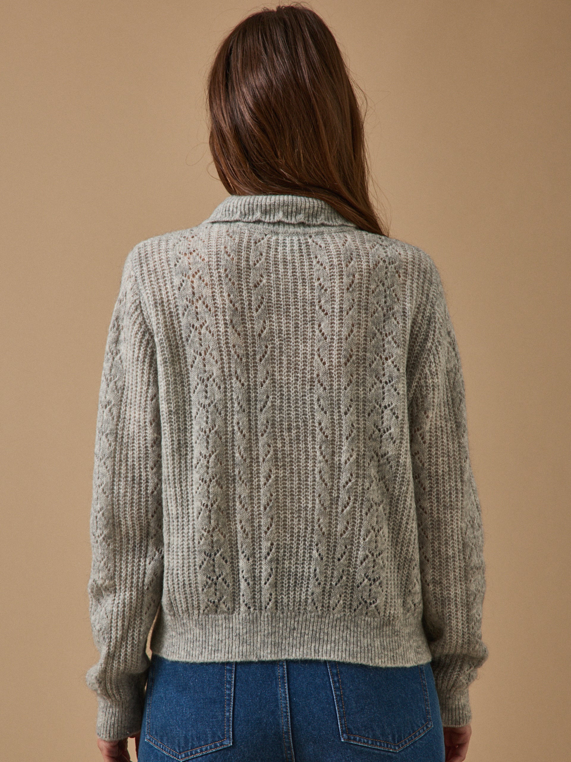 Damenpullover mit Polokragen aus Wolle und Mohair