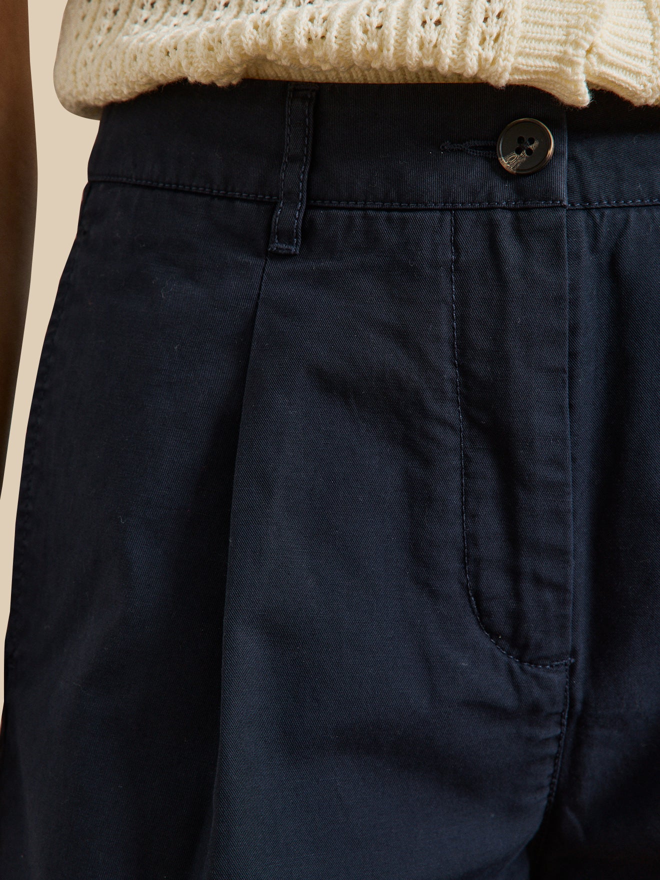 Short chino coton et lin femme