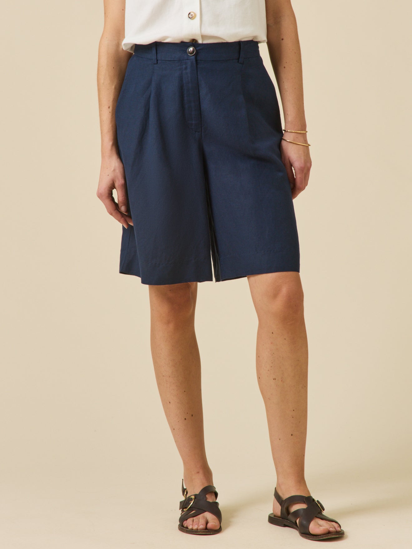 Damen-Bermudas aus Leinen und Viskose