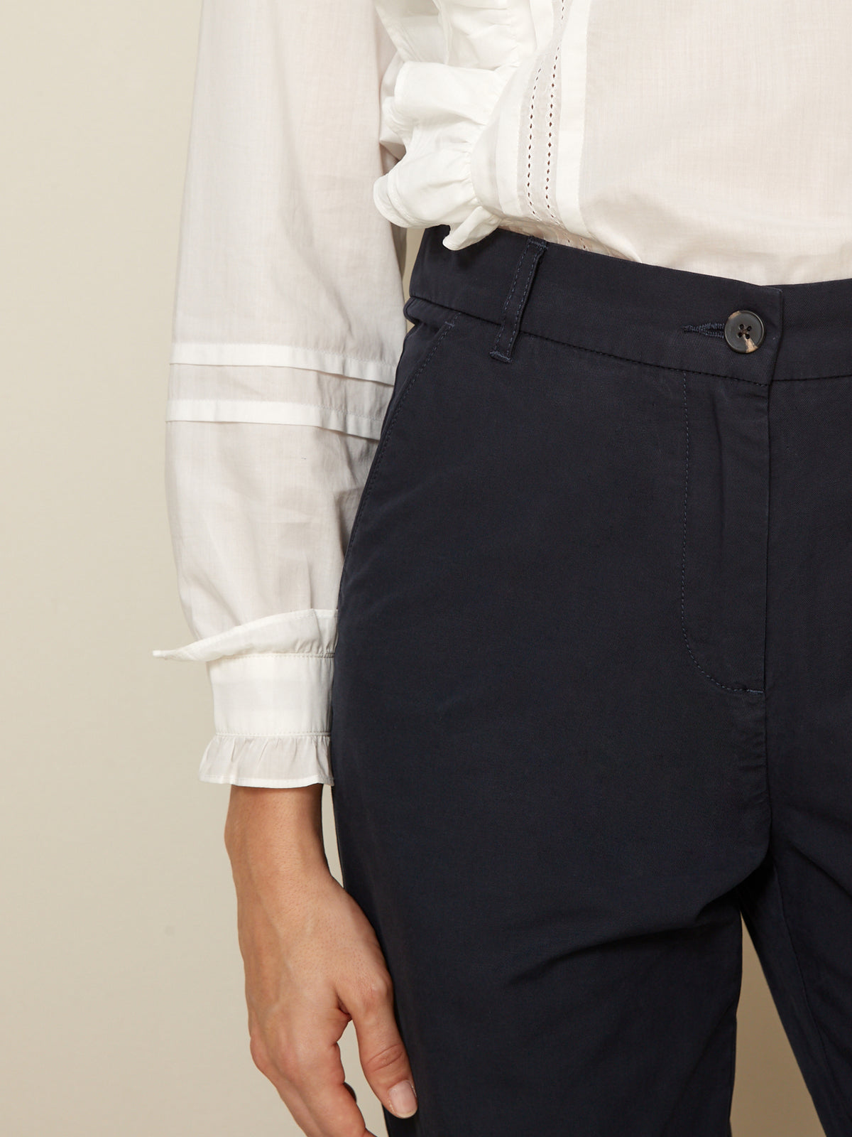 Pantalon chino élastiqué dos femme Adèle - coton/lin