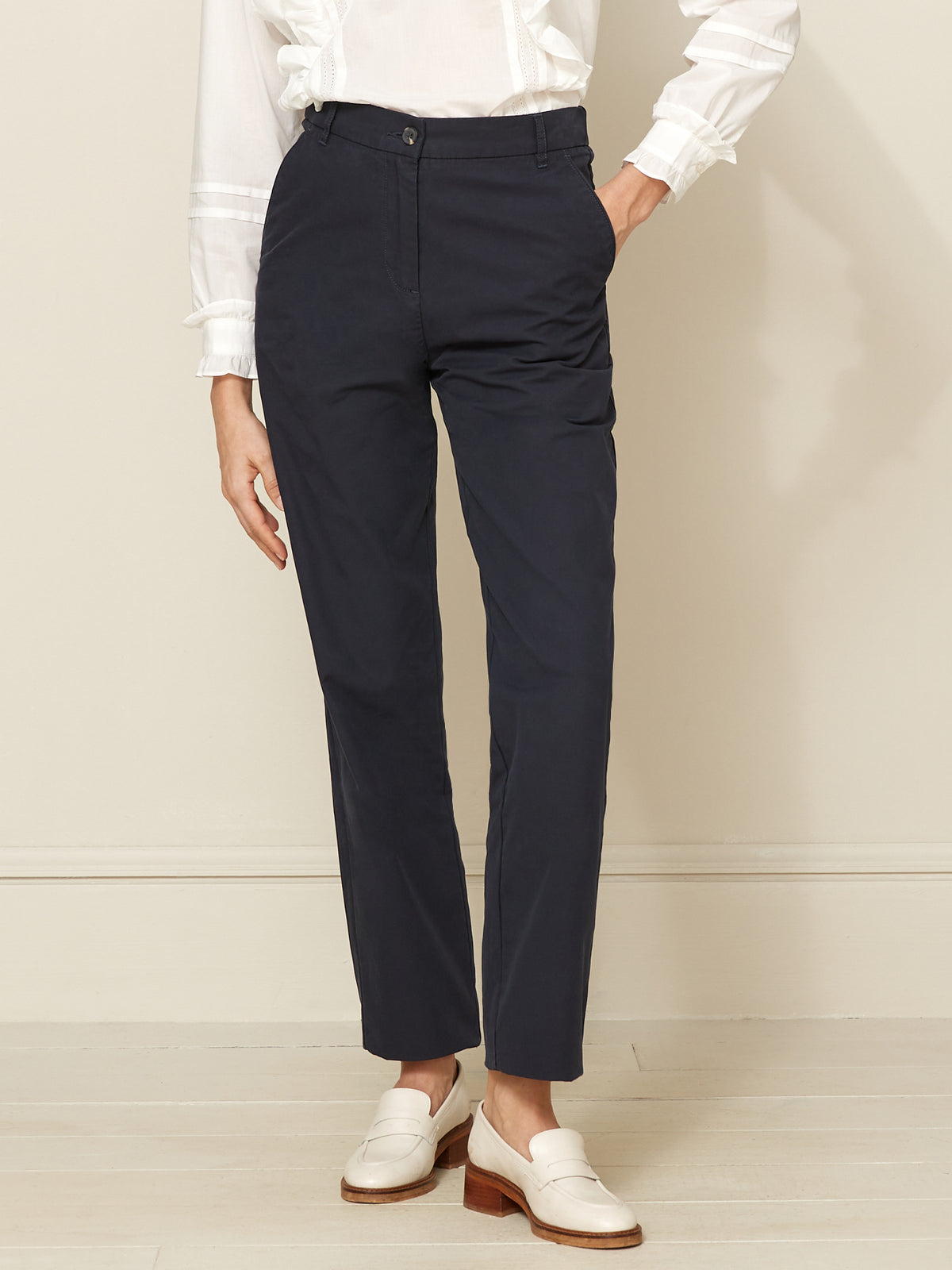 Pantalon chino élastiqué dos femme Adèle - coton/lin