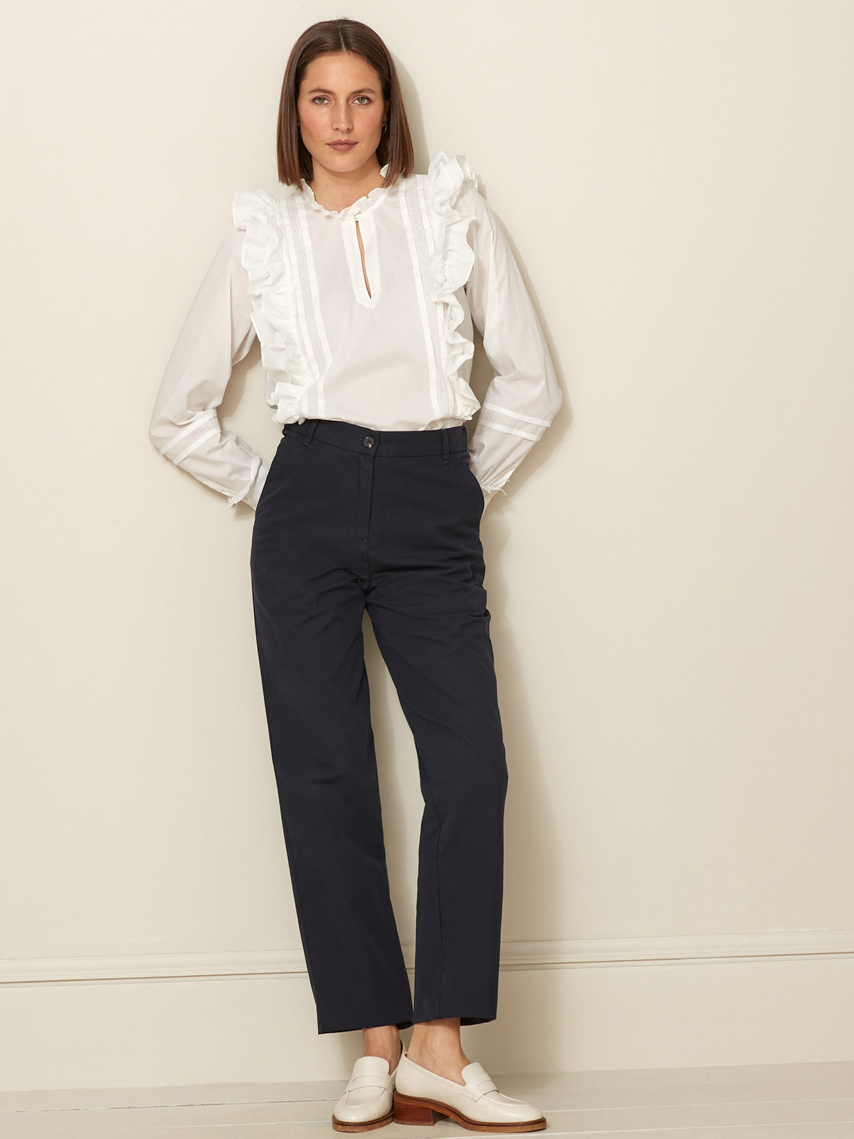 Pantalon chino élastiqué dos femme Adèle - coton/lin