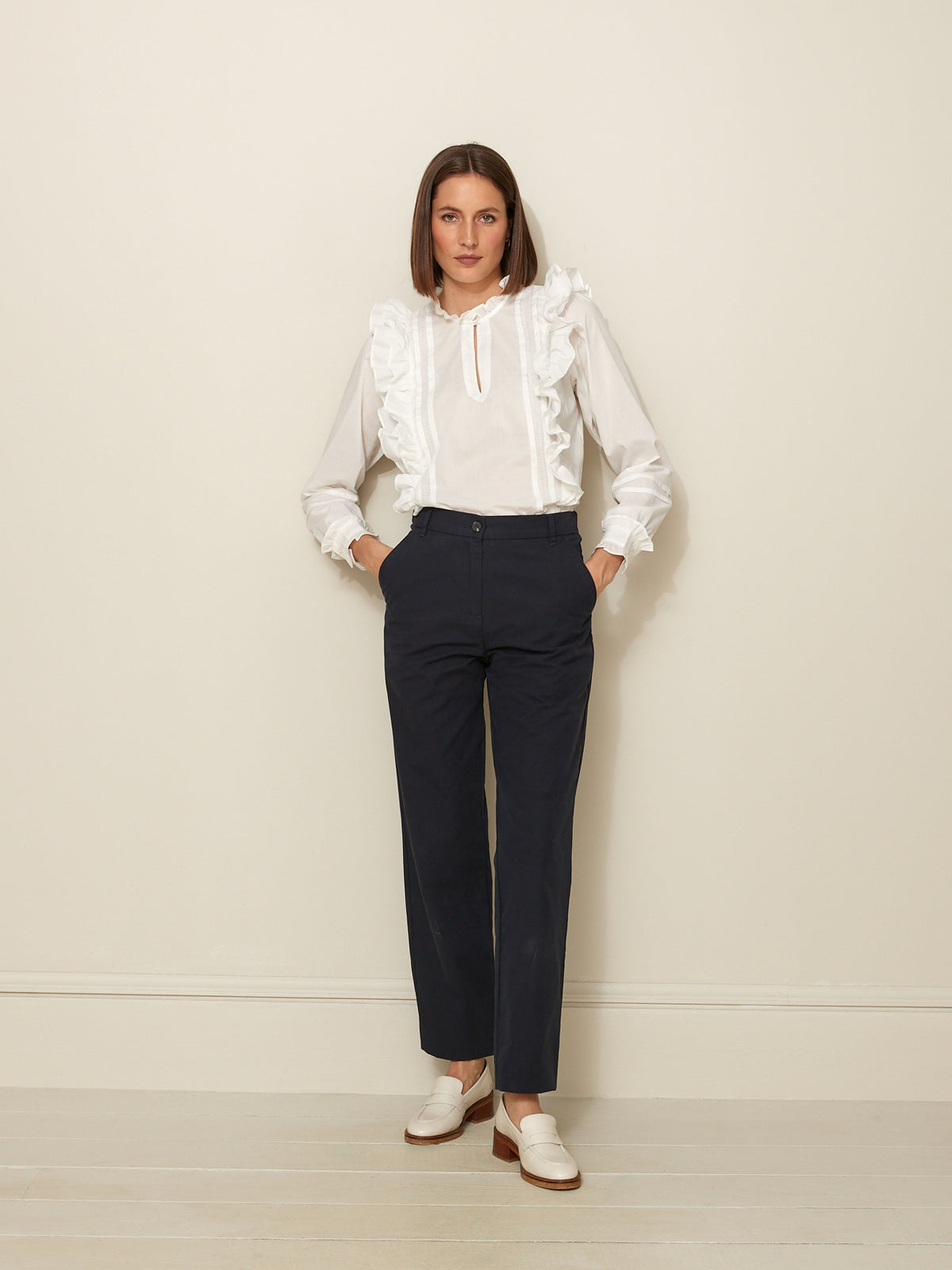 Pantalon chino élastiqué dos femme Adèle - coton/lin