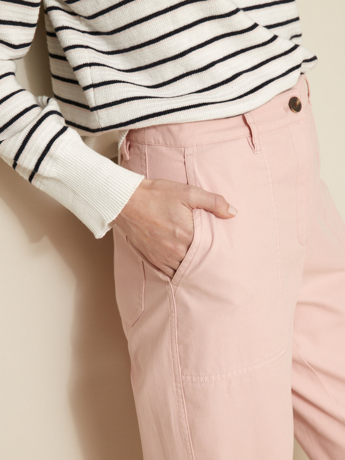 Damen-Cargohose Blanche aus Baumwoll-Twill