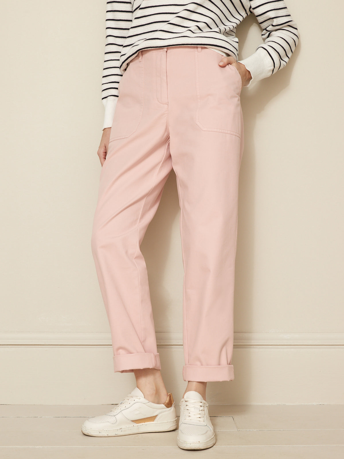 Damen-Cargohose Blanche aus Baumwoll-Twill