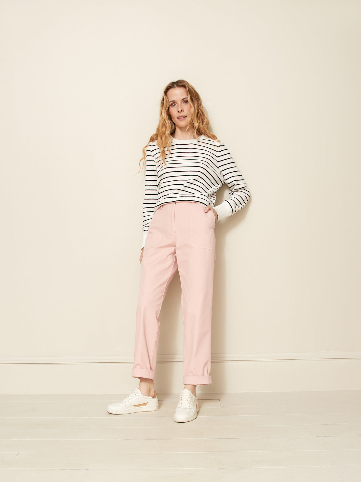 Damen-Cargohose Blanche aus Baumwoll-Twill