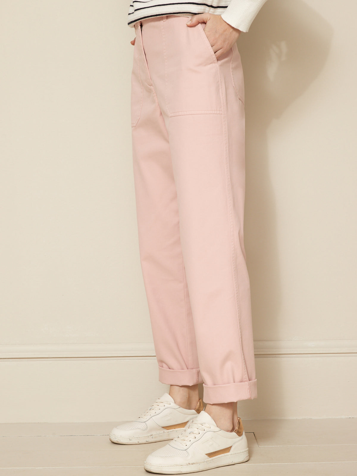 Damen-Cargohose Blanche aus Baumwoll-Twill