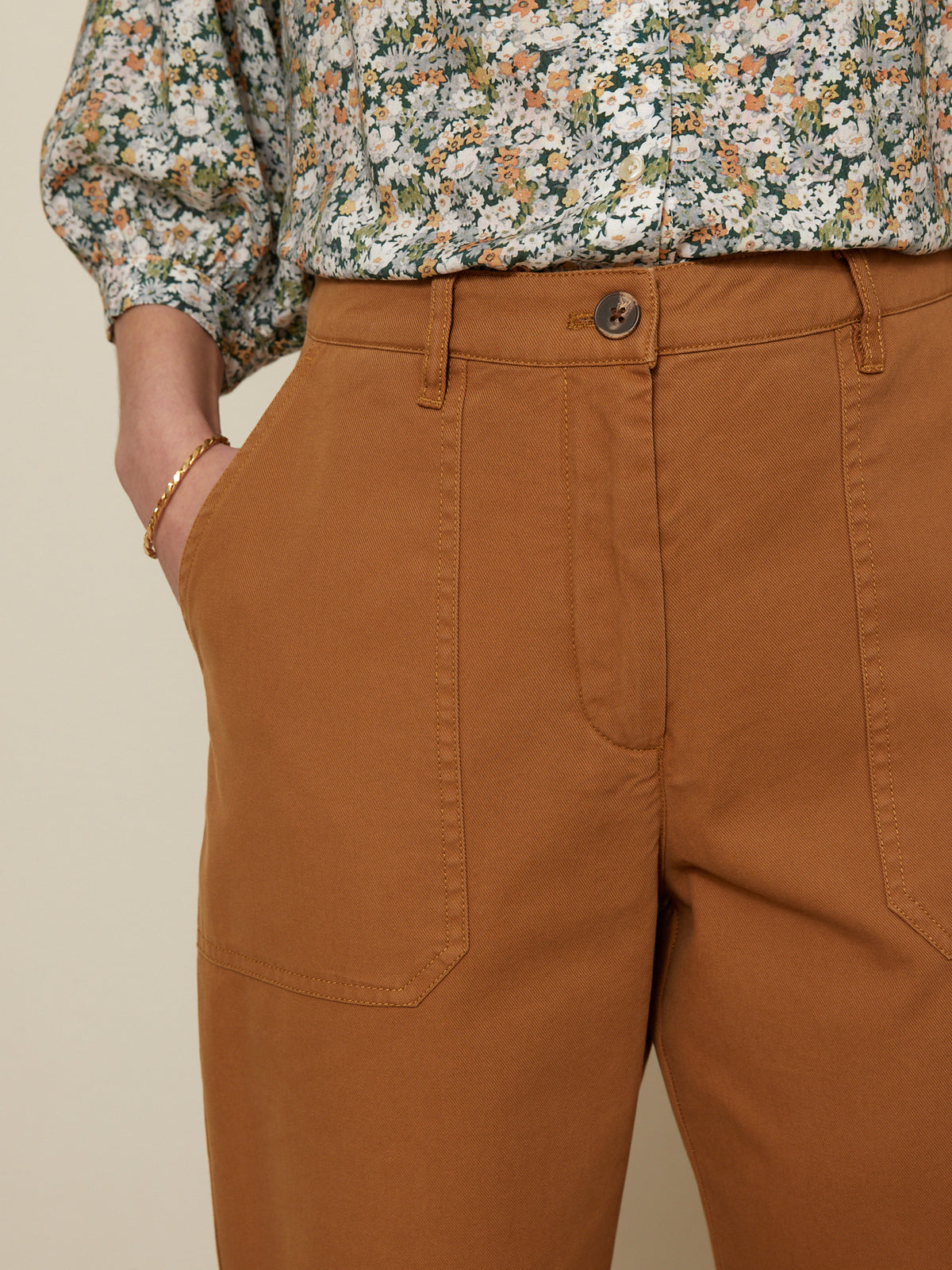 Damen-Cargohose Blanche aus Baumwoll-Twill