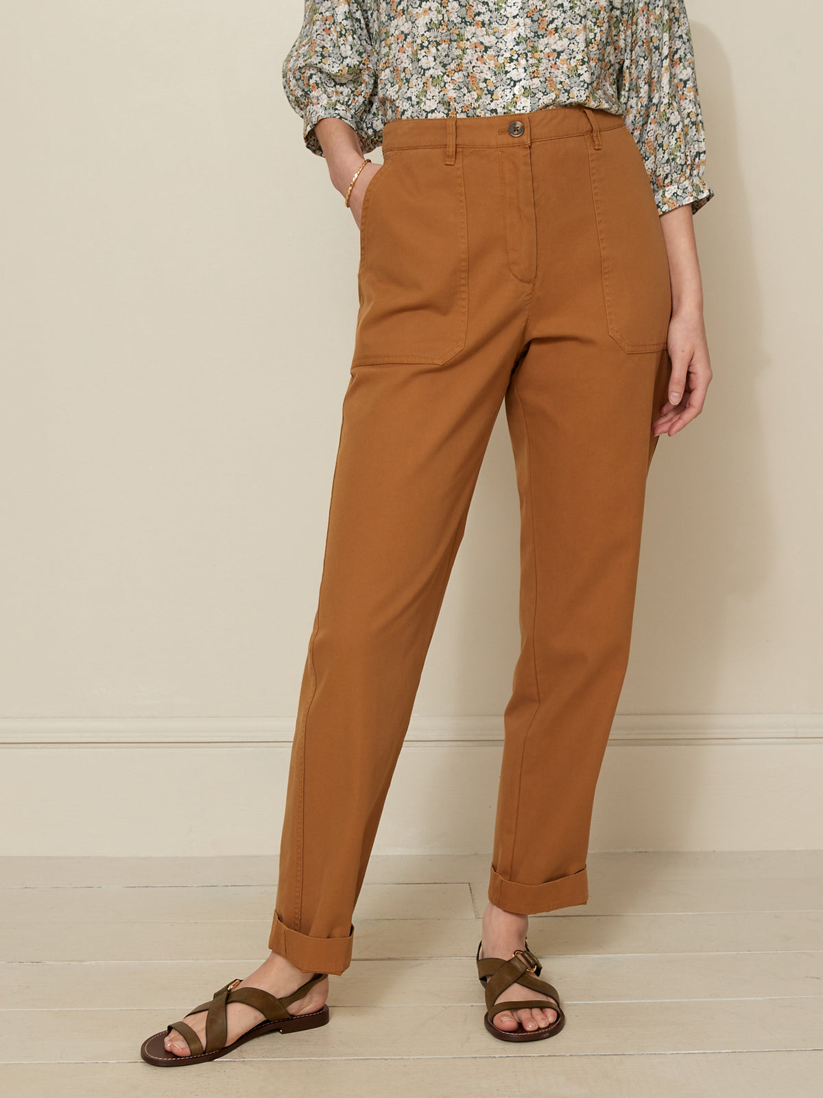 Damen-Cargohose Blanche aus Baumwoll-Twill