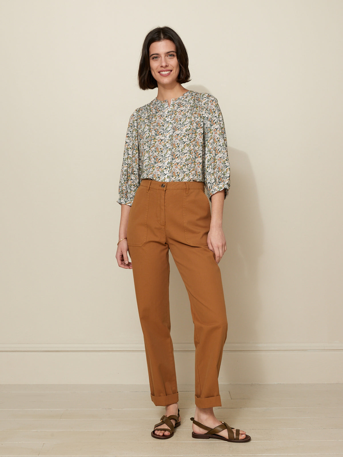 Damen-Cargohose Blanche aus Baumwoll-Twill