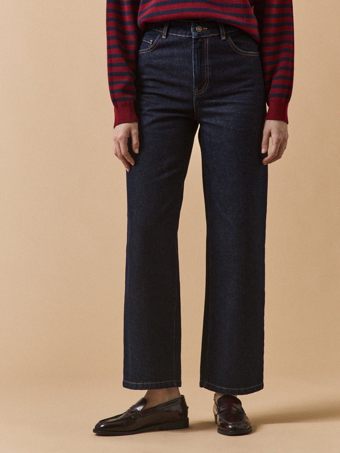 Damen-Jeans Émilie mit weitem Bein aus Bio-Baumwolle