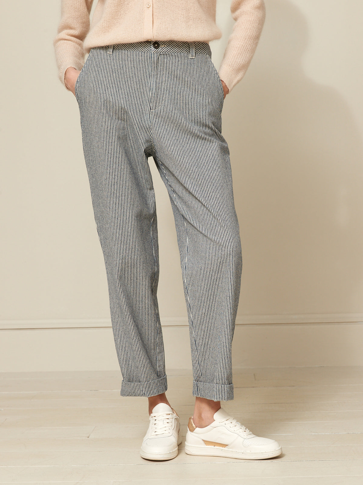 Gestreifte Damenhose mit geradem Bein Hélène